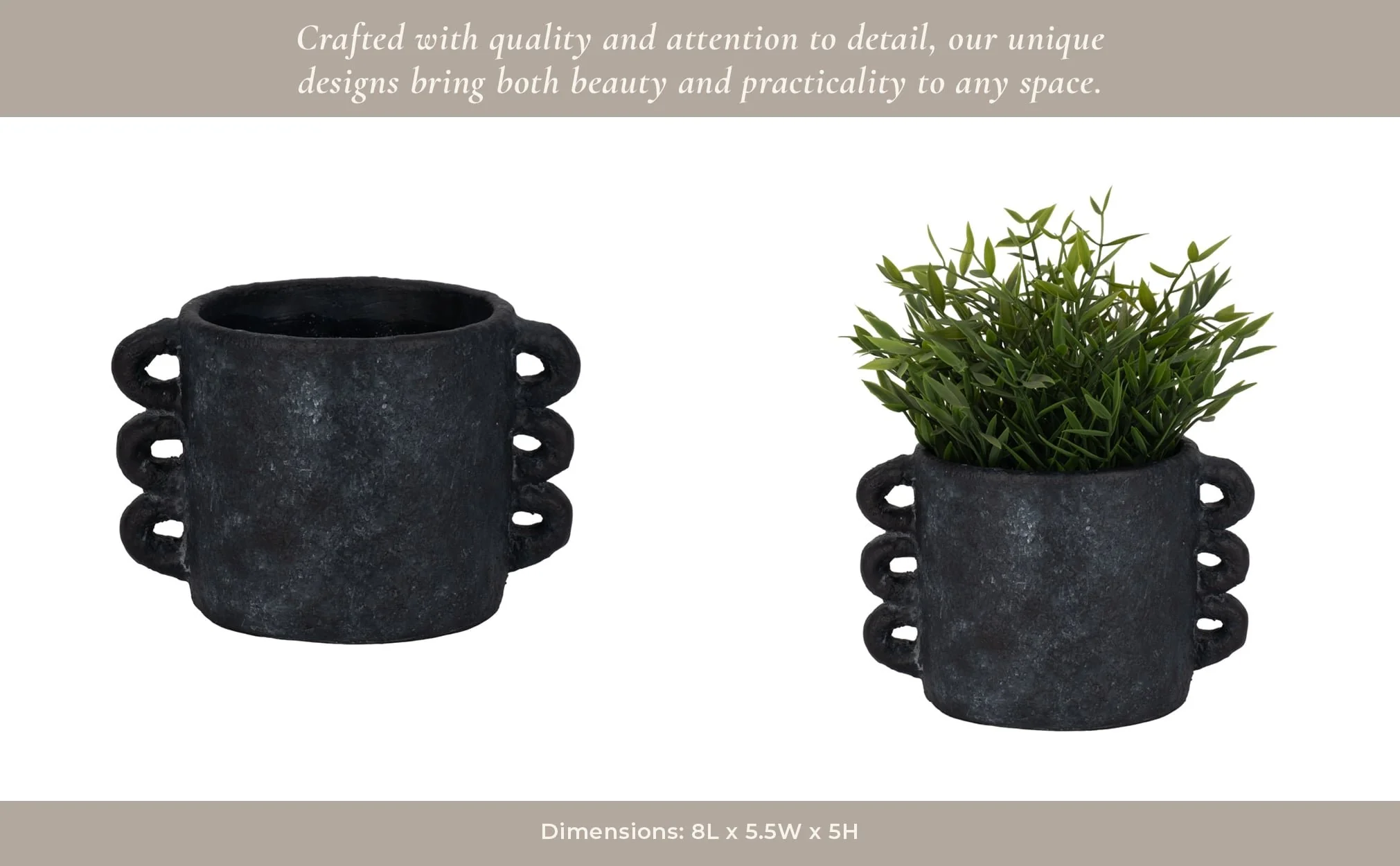 8" Arch Handle Planter, Black - Image 12