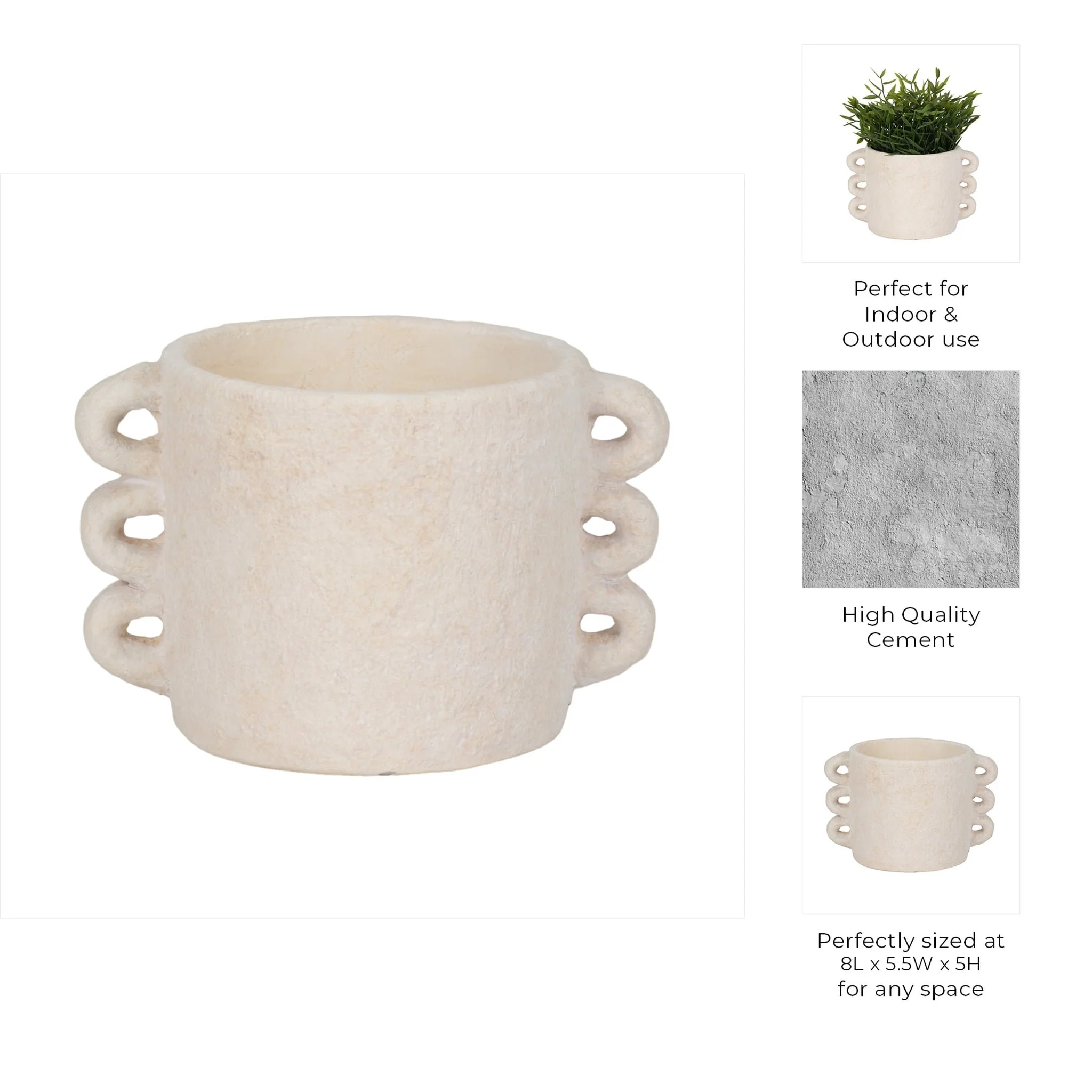 8" Arch Handle Planter, White - Image 10