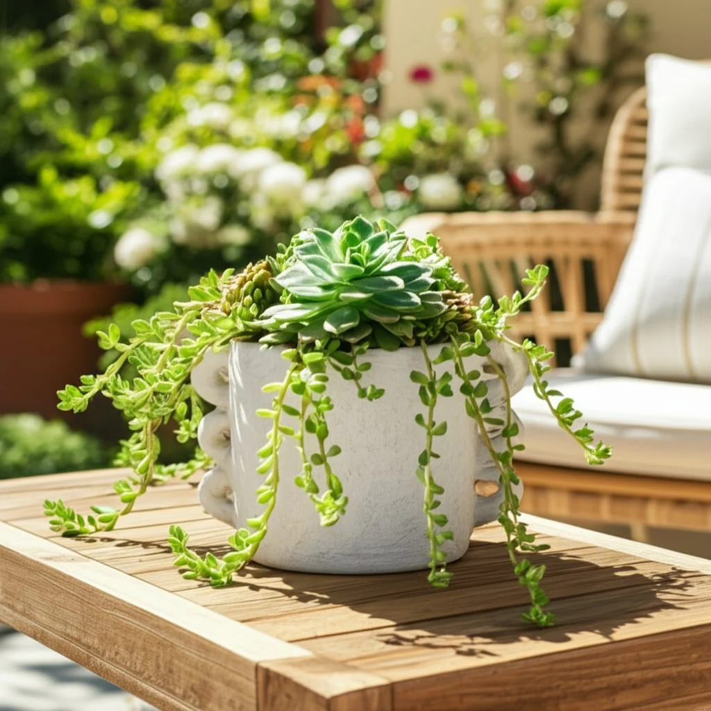 8" Arch Handle Planter, White - Image 11