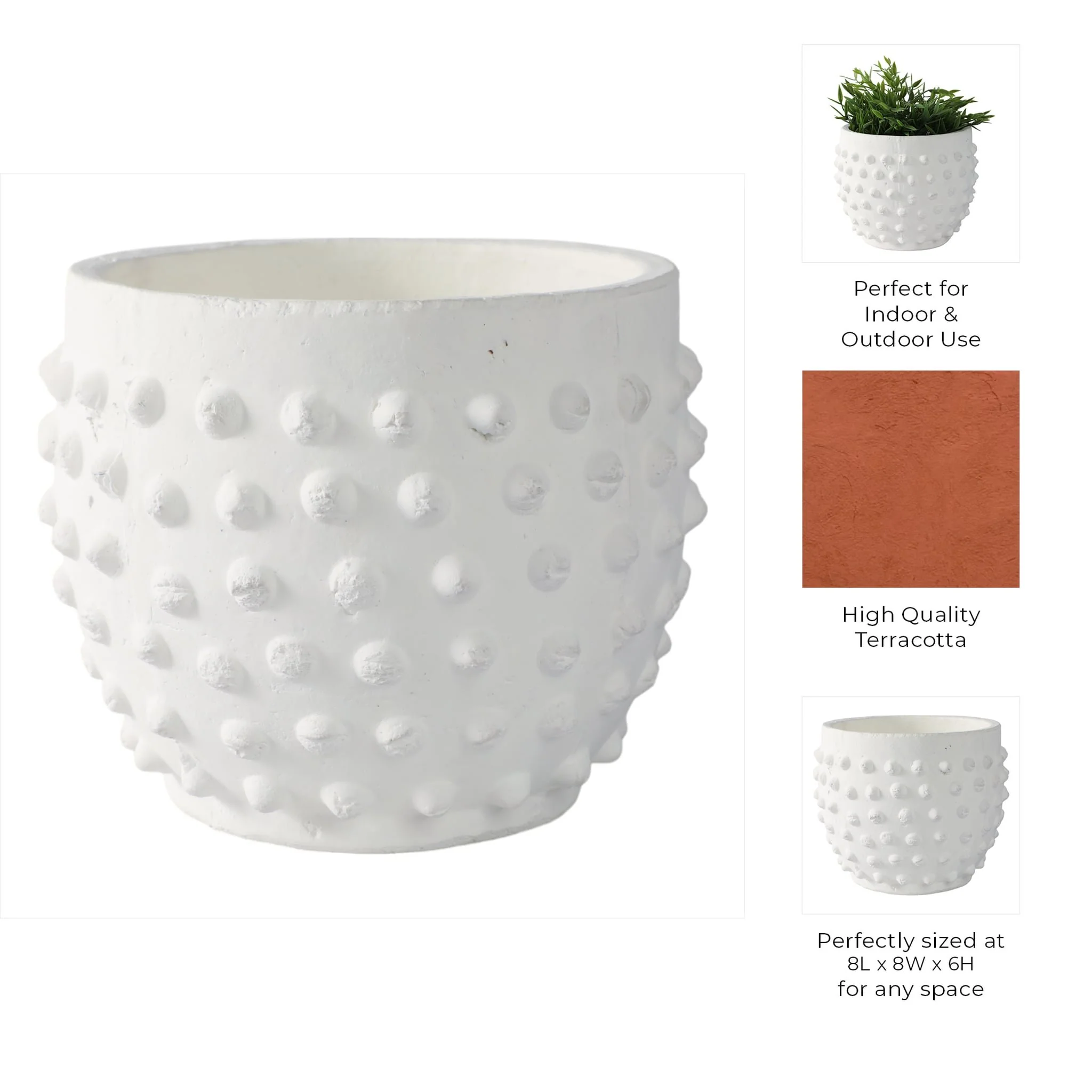 8" Bubble Rough Finish Planter,white - Image 9