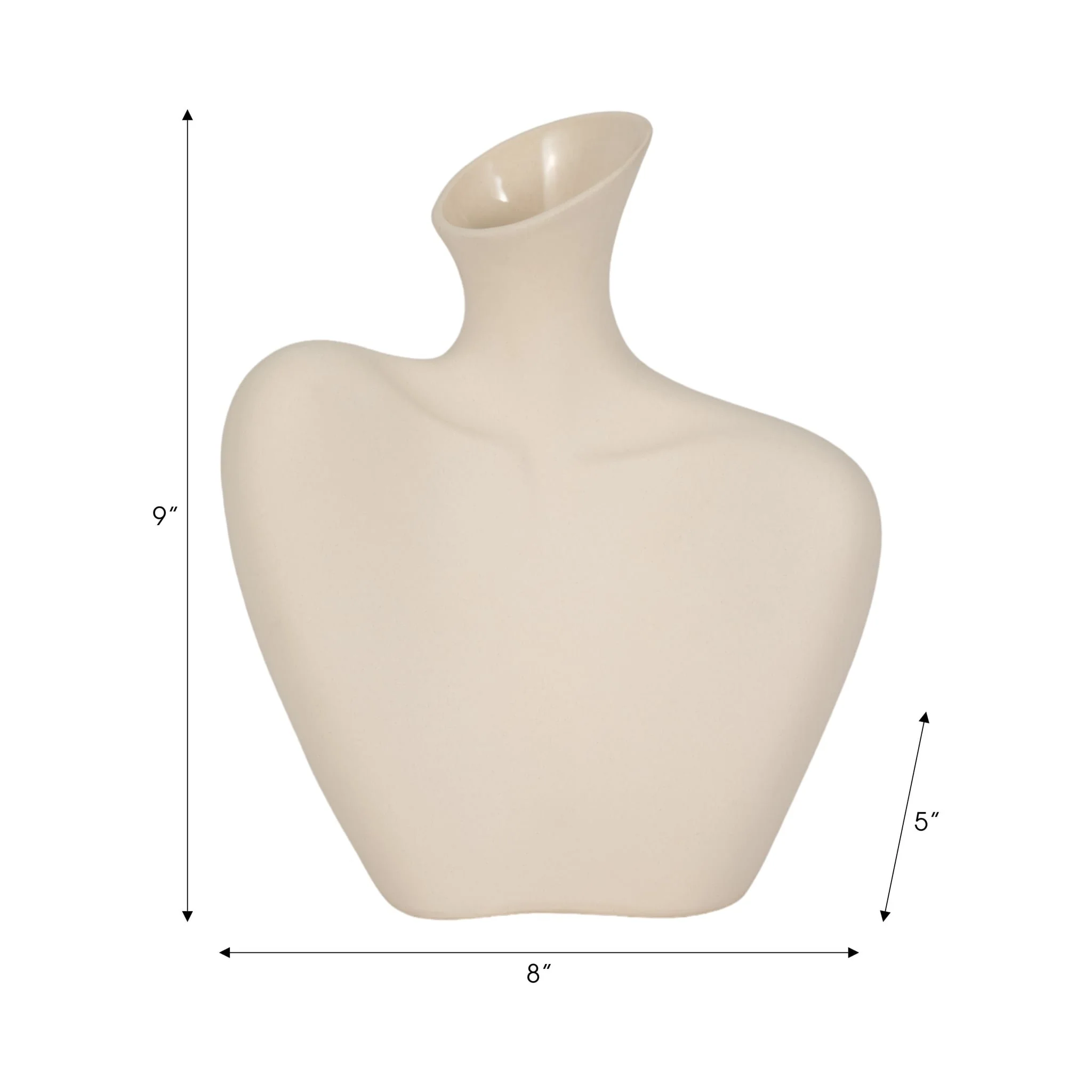 8" Bust Vase Sand Finish, Ivory - Image 8