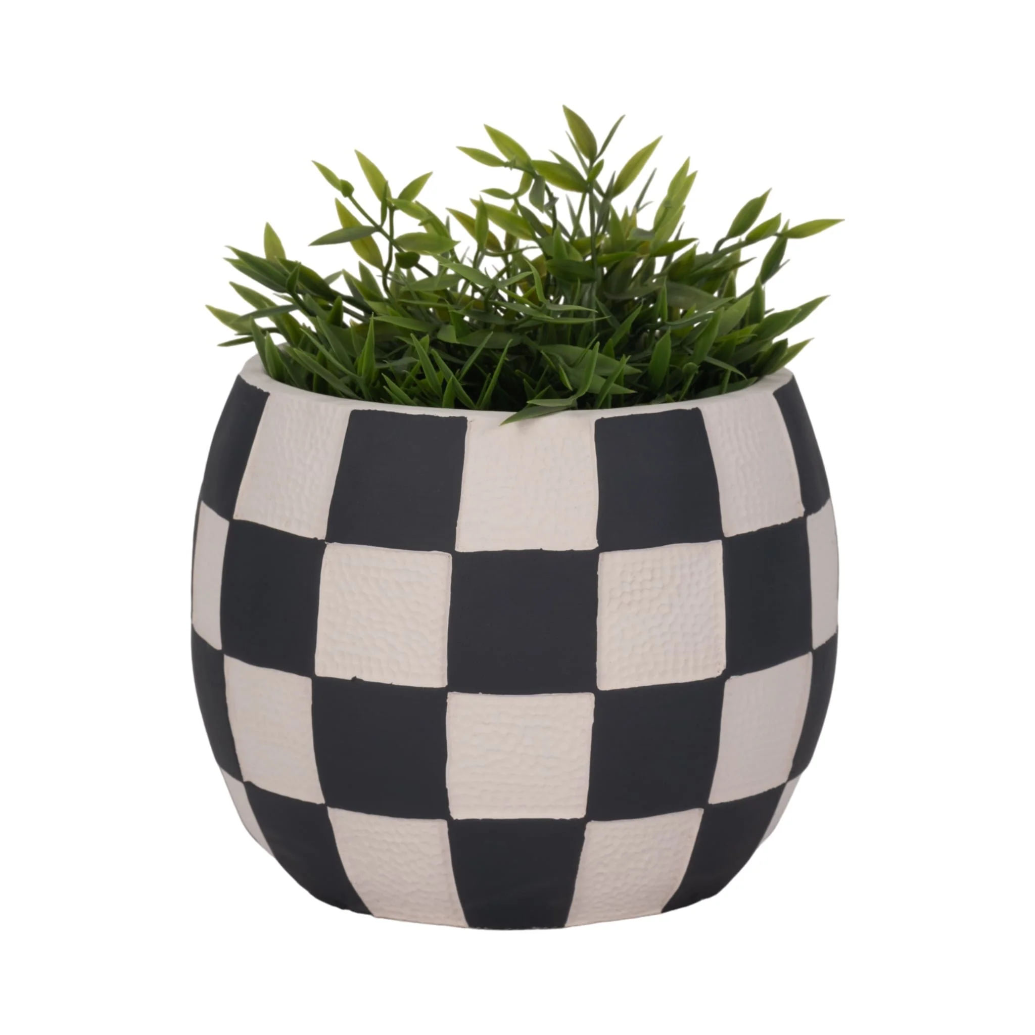 8" Checkerboard Rounded Planter, Black/white - Image 2