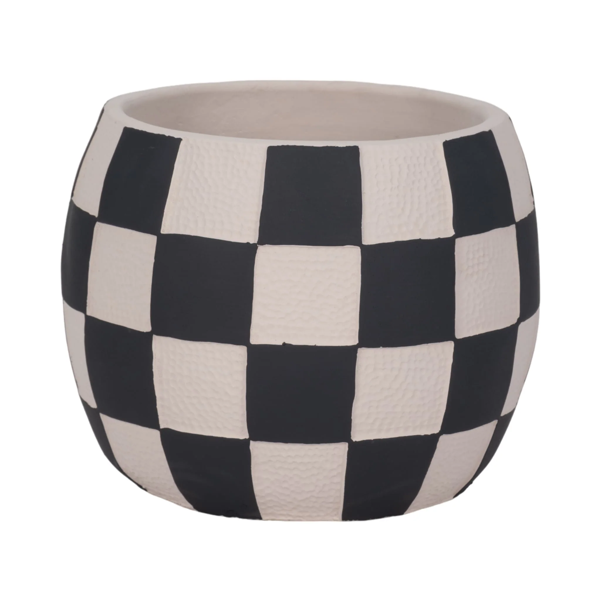 8" Checkerboard Rounded Planter, Black/white - Image 3