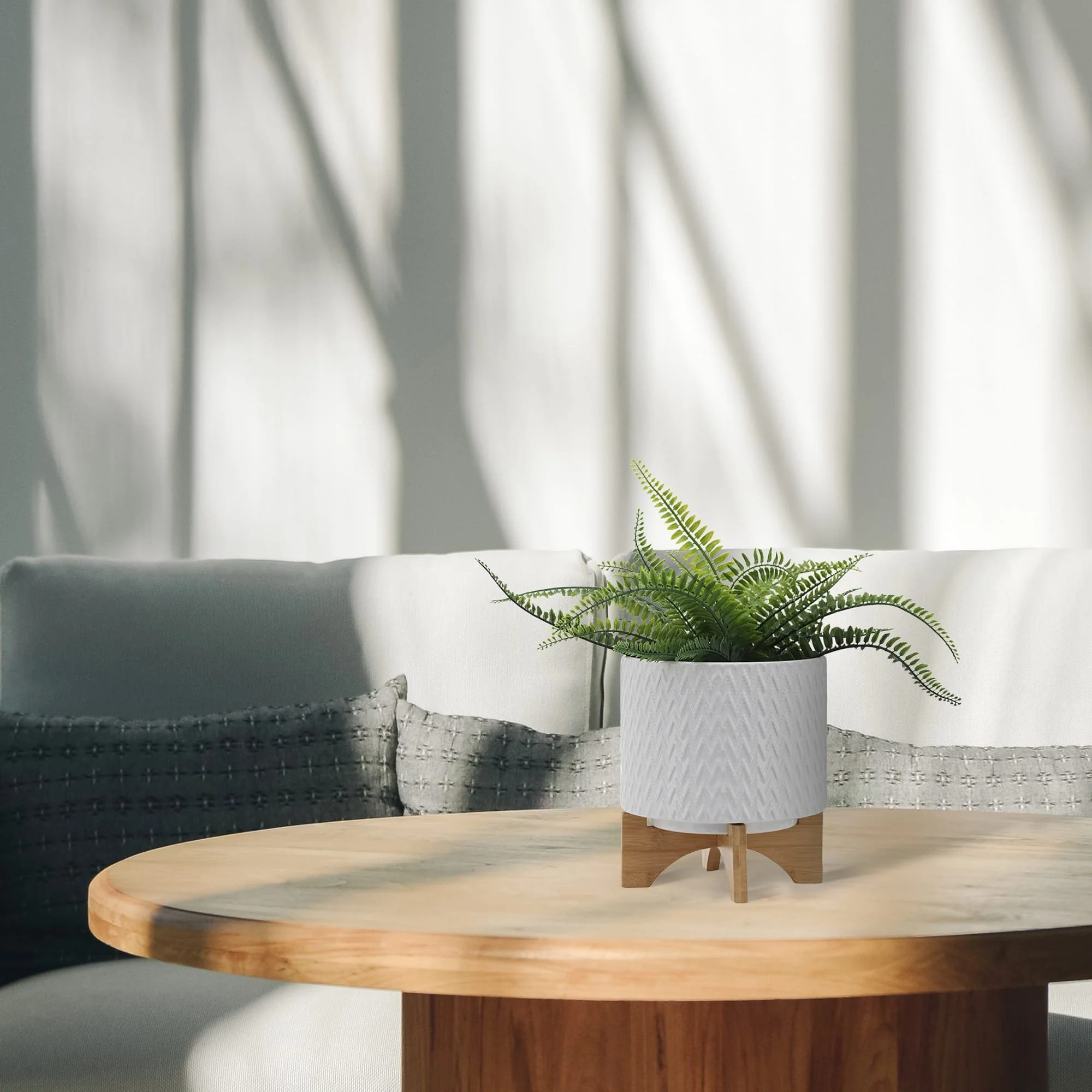 8" Chevron Planter W/ Stand, White - Image 10