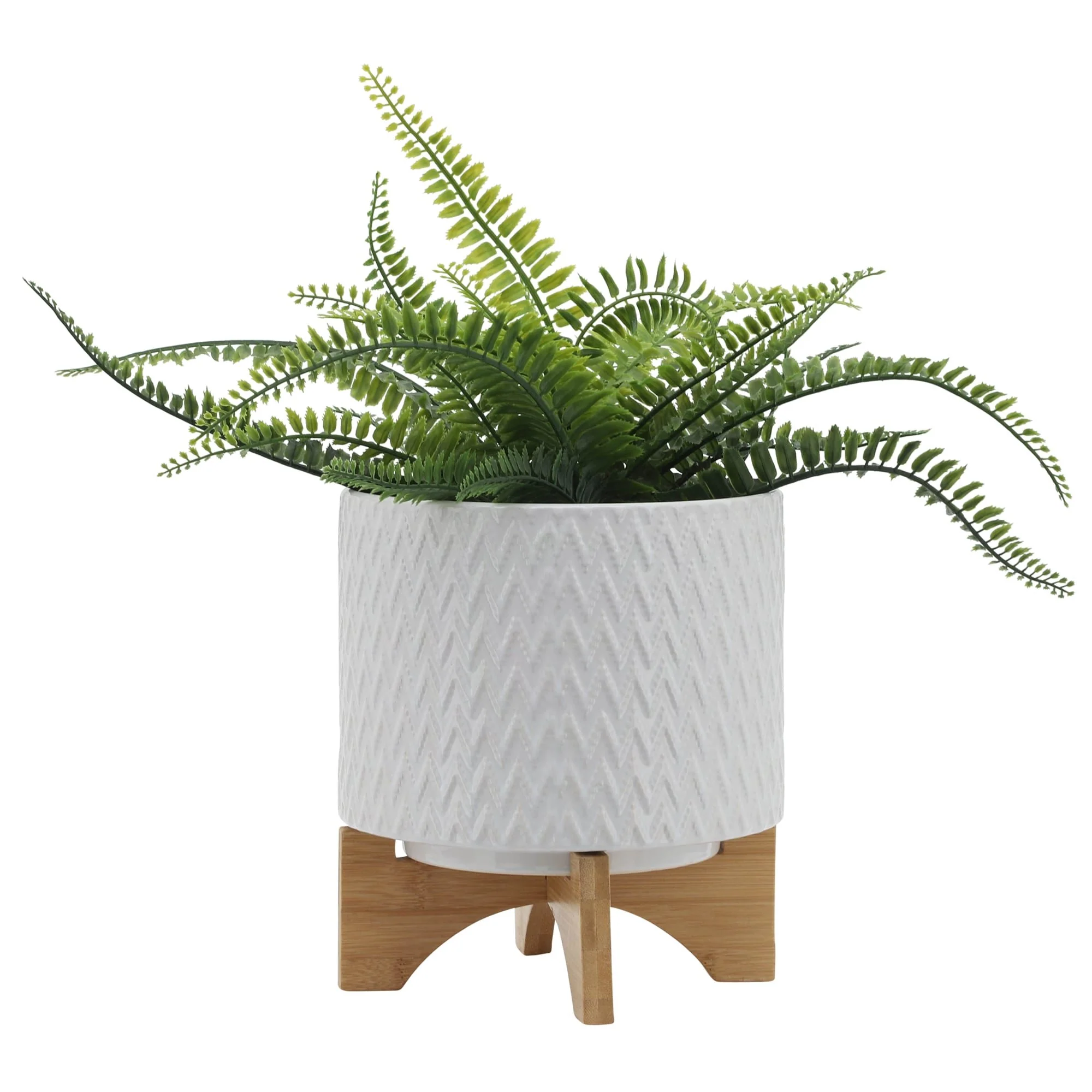 8" Chevron Planter W/ Stand, White - Image 3