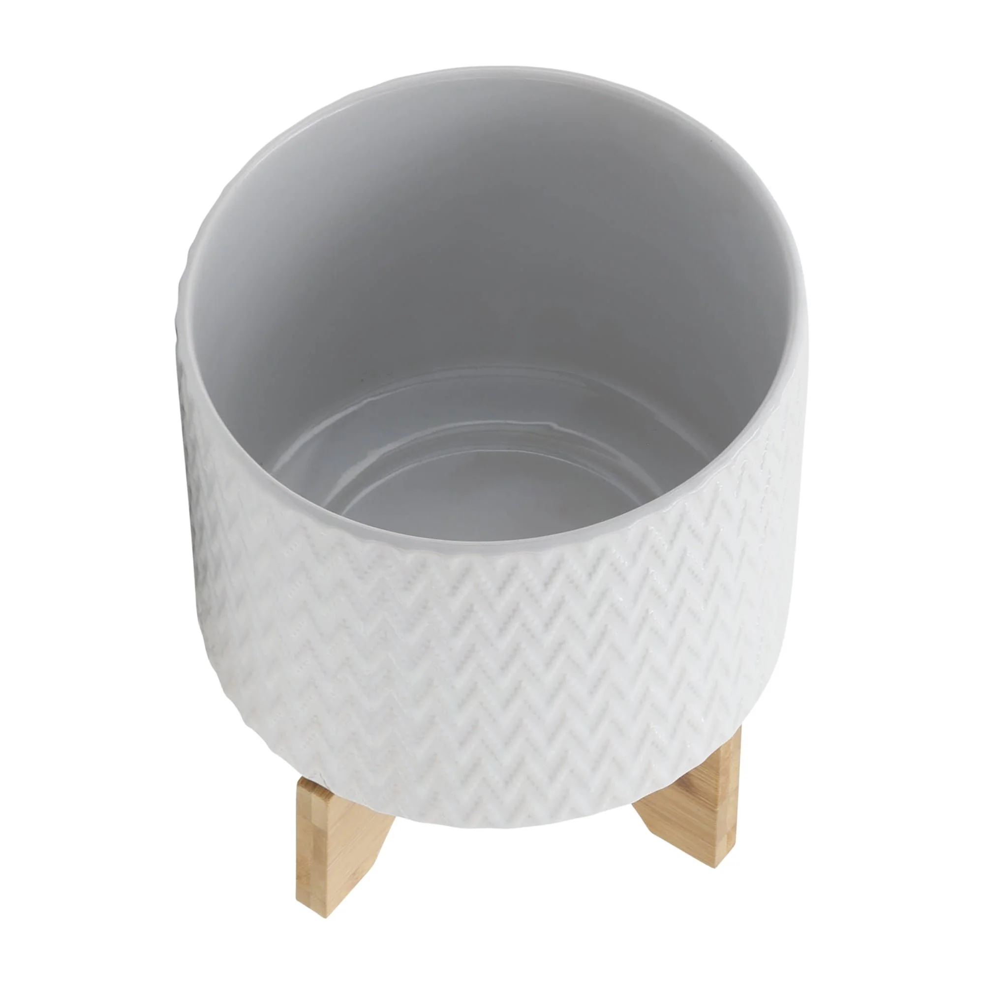 8" Chevron Planter W/ Stand, White - Image 4