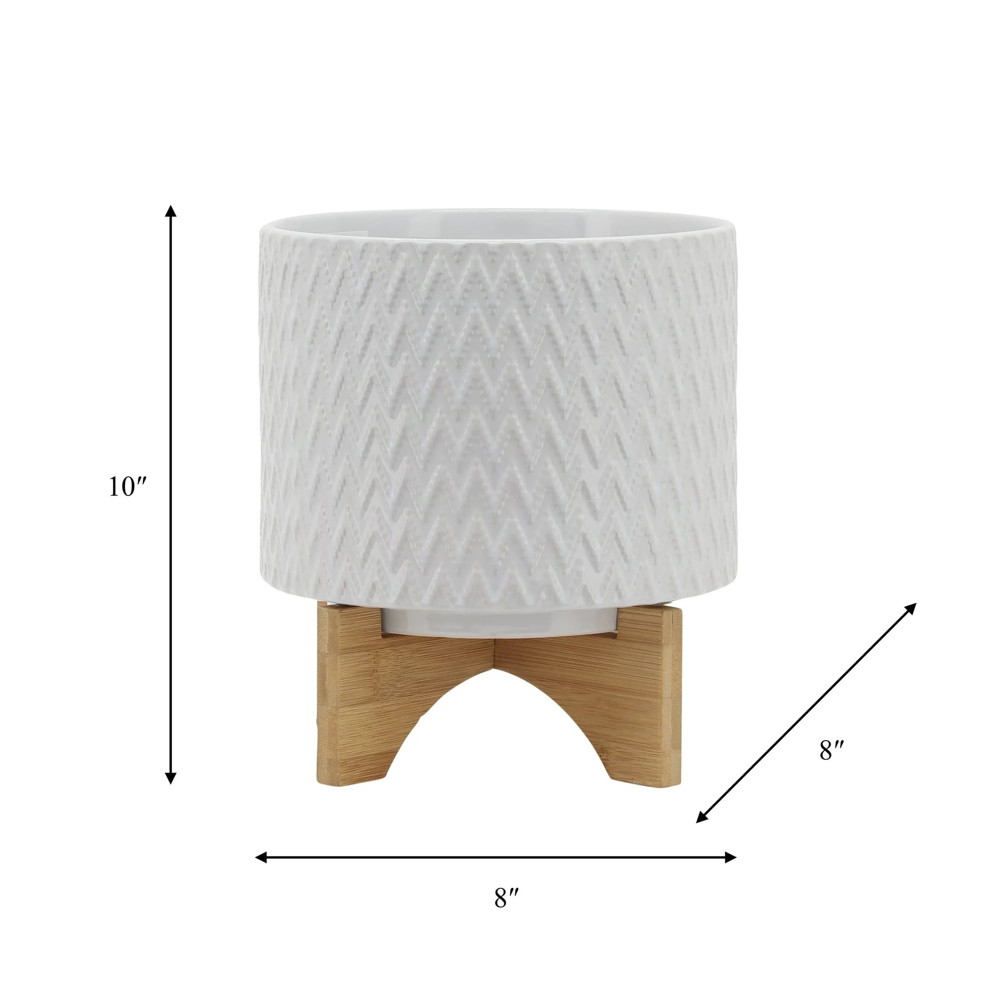 8" Chevron Planter W/ Stand, White - Image 8