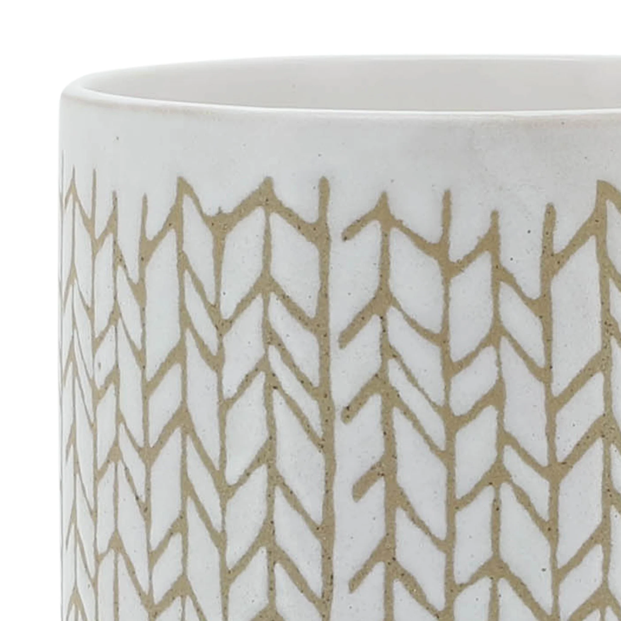 8" Chevron Planter W/ Wood Stand, Beige - Image 6