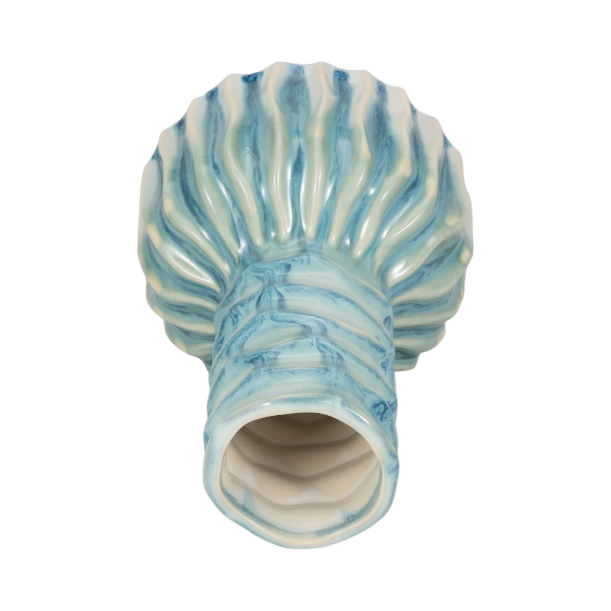 8" Coastal Ribbed Bud Vase Reactive Finish, Blue - Image 5
