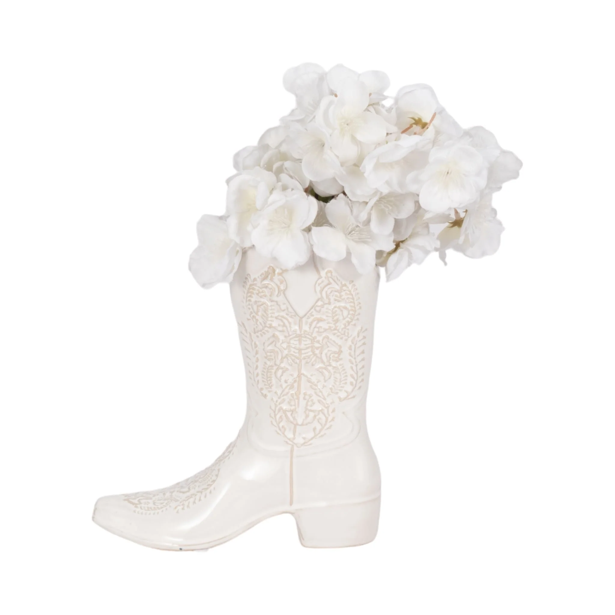 8" Cowboy Boot Vase, White - Image 2