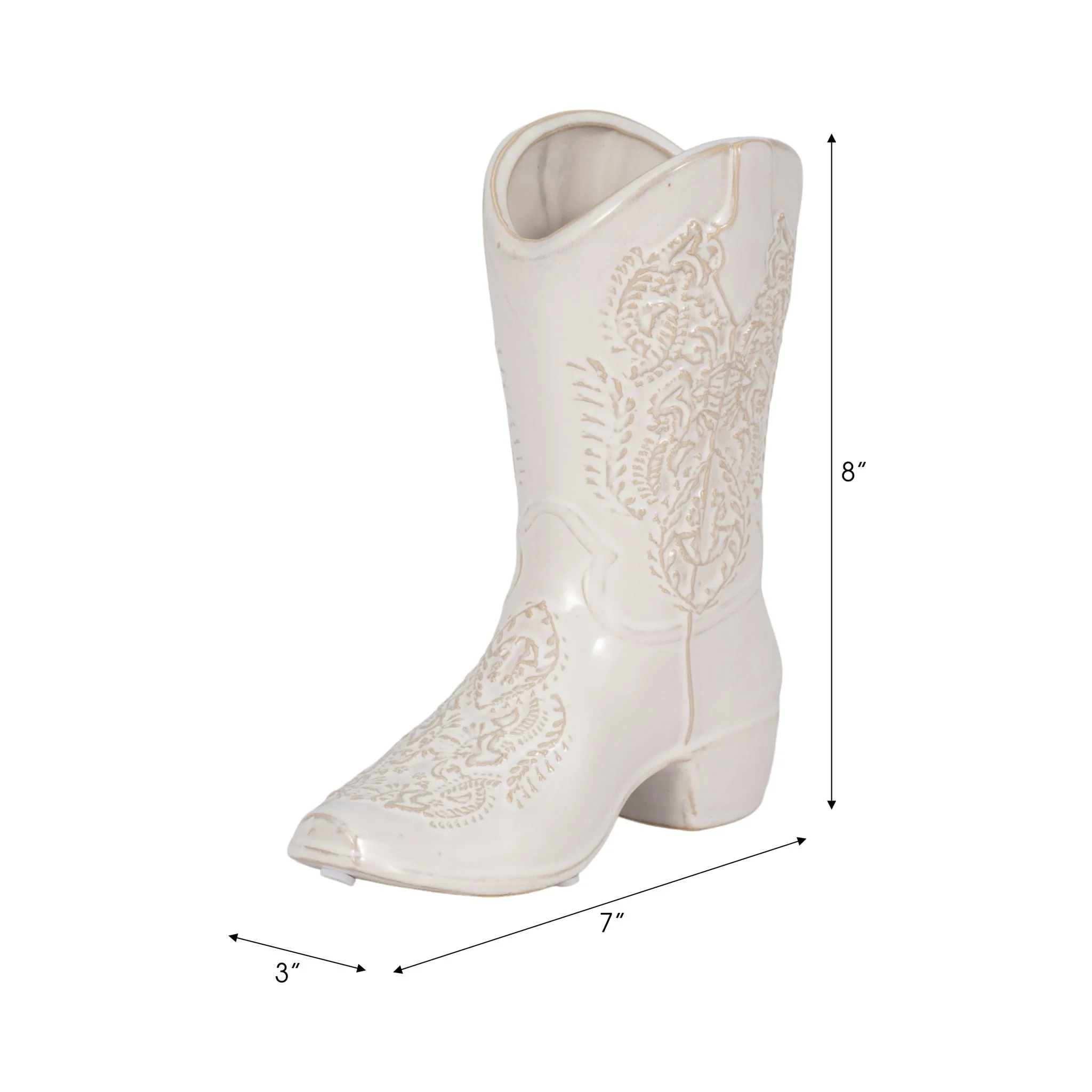 8" Cowboy Boot Vase, White - Image 9