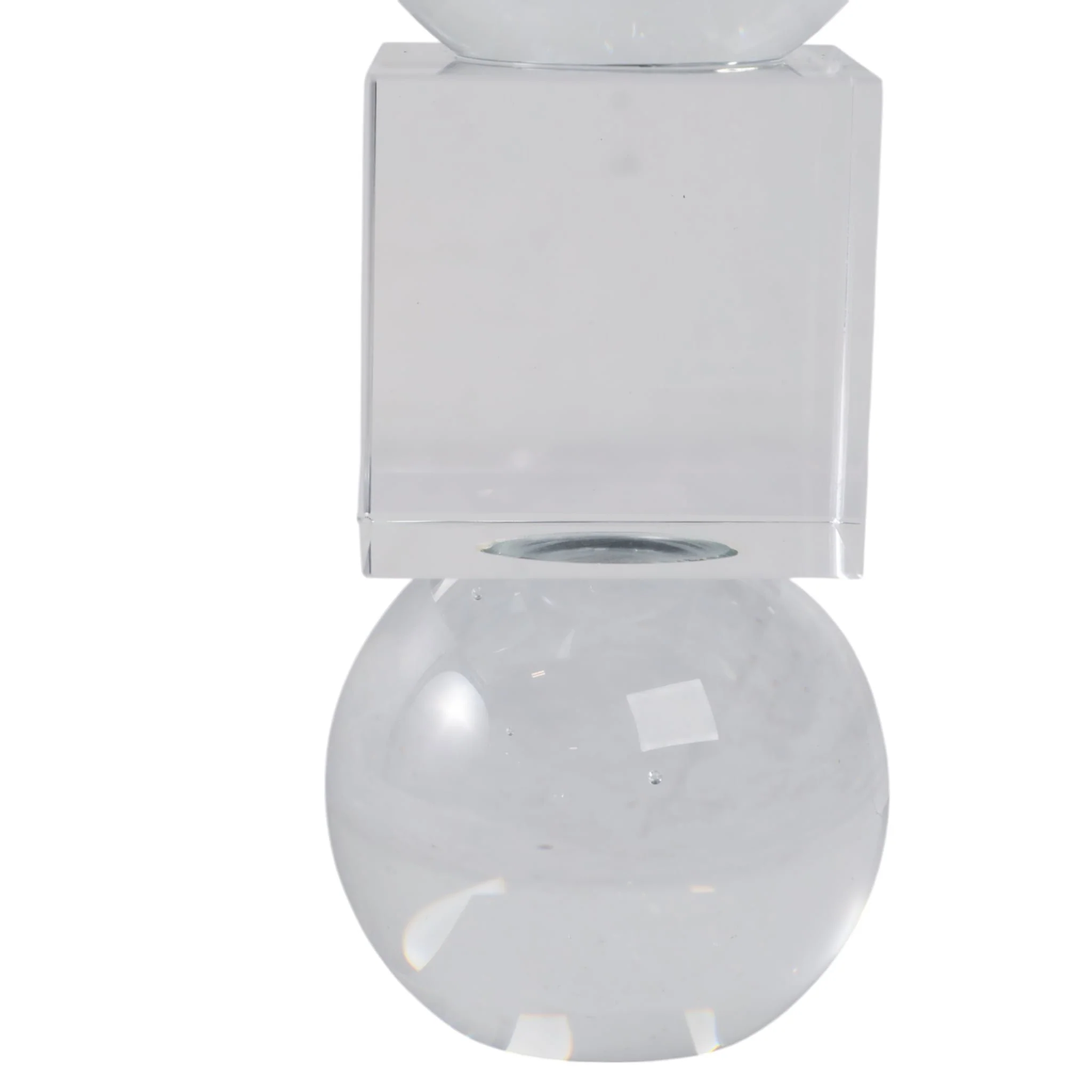 8" Crystal Orbs & Blocks Taper Candleholder, Clear - Image 5