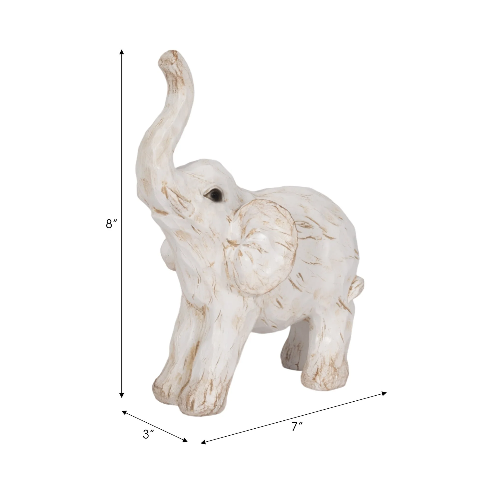 8" Elephant Figurine , White - Image 9