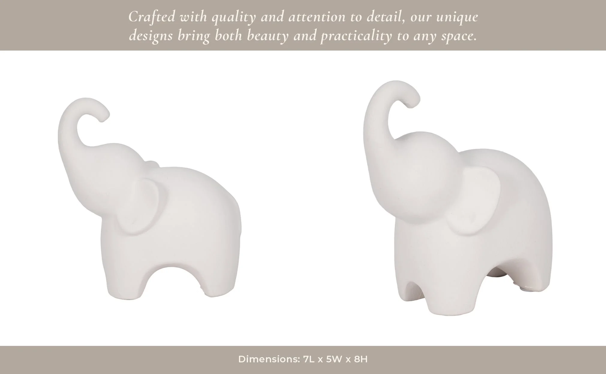 8" Elephant With Rough Texture, White - Image 14
