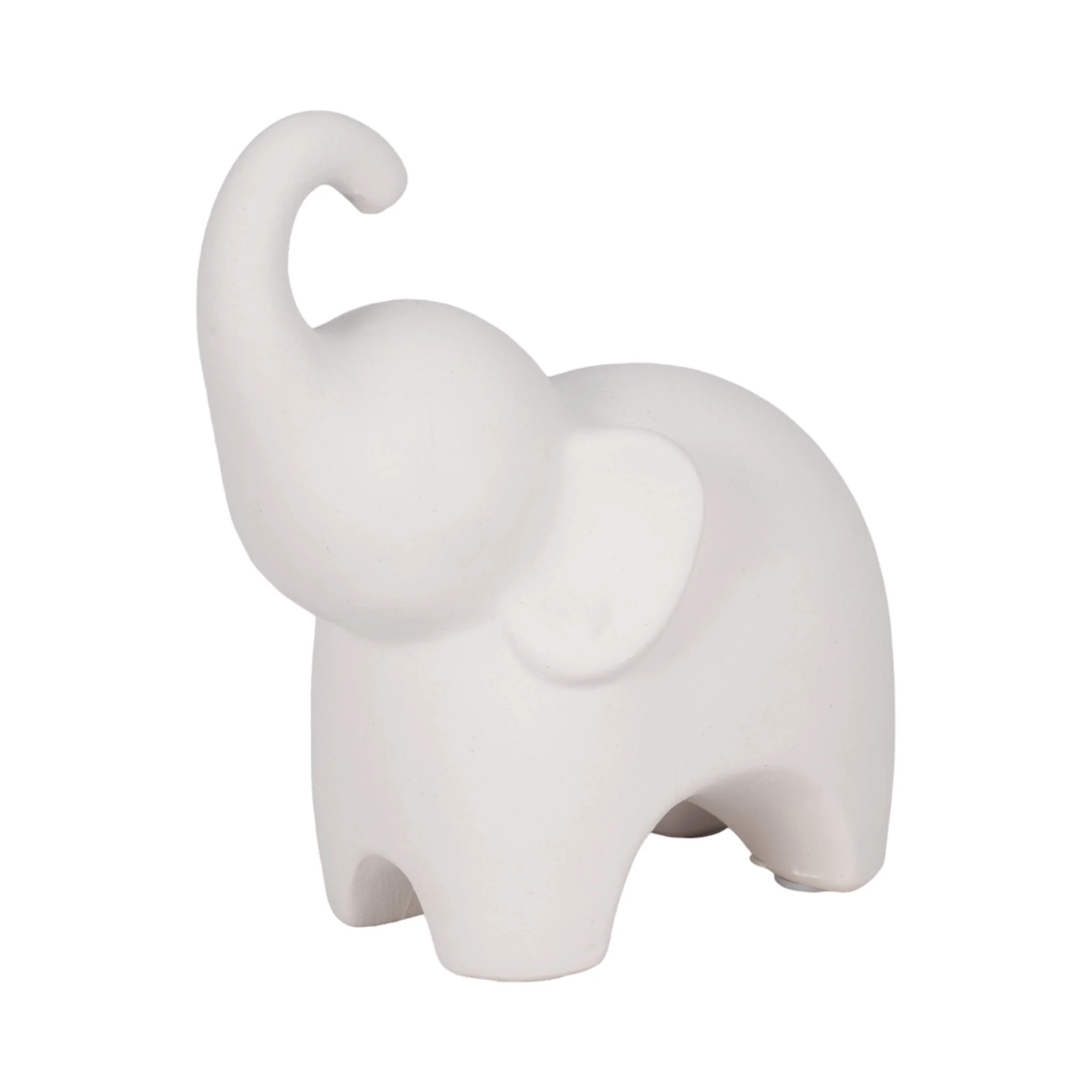 8" Elephant With Rough Texture, White - Image 2