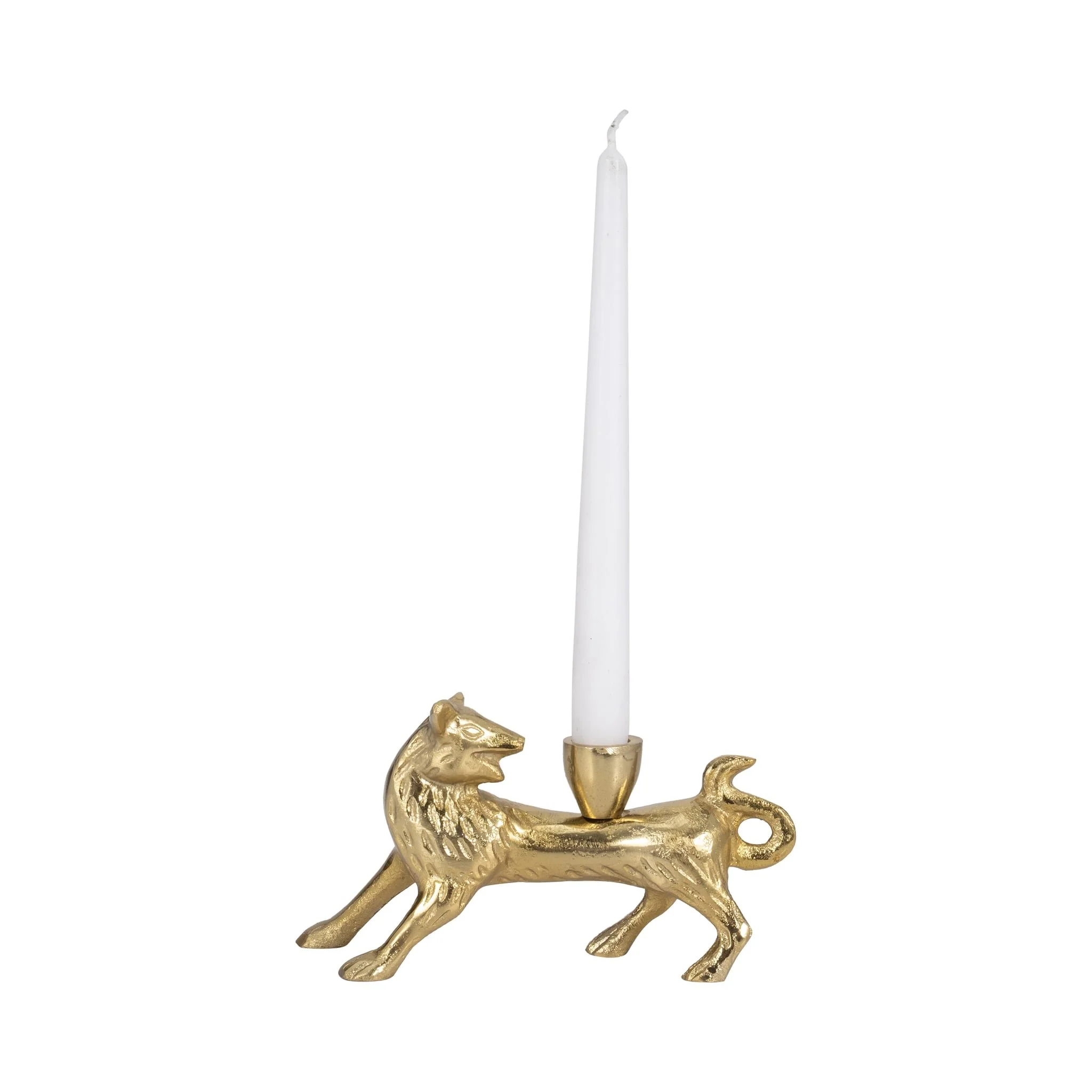 8" Fox Taper Candle Holder, Gold - Image 2