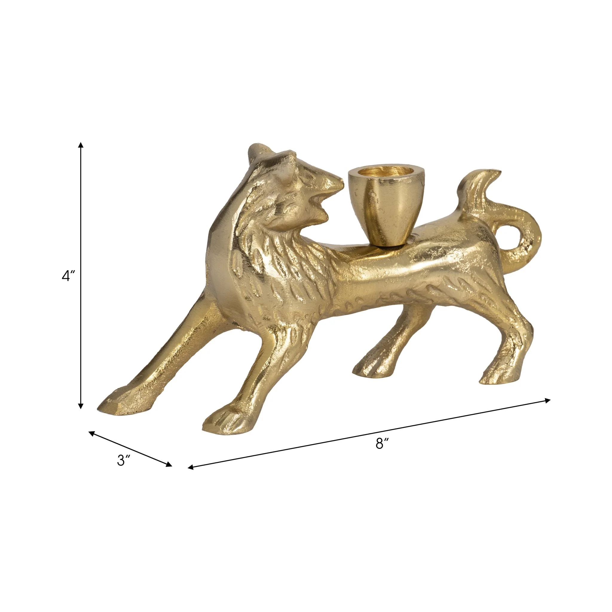 8" Fox Taper Candle Holder, Gold - Image 9