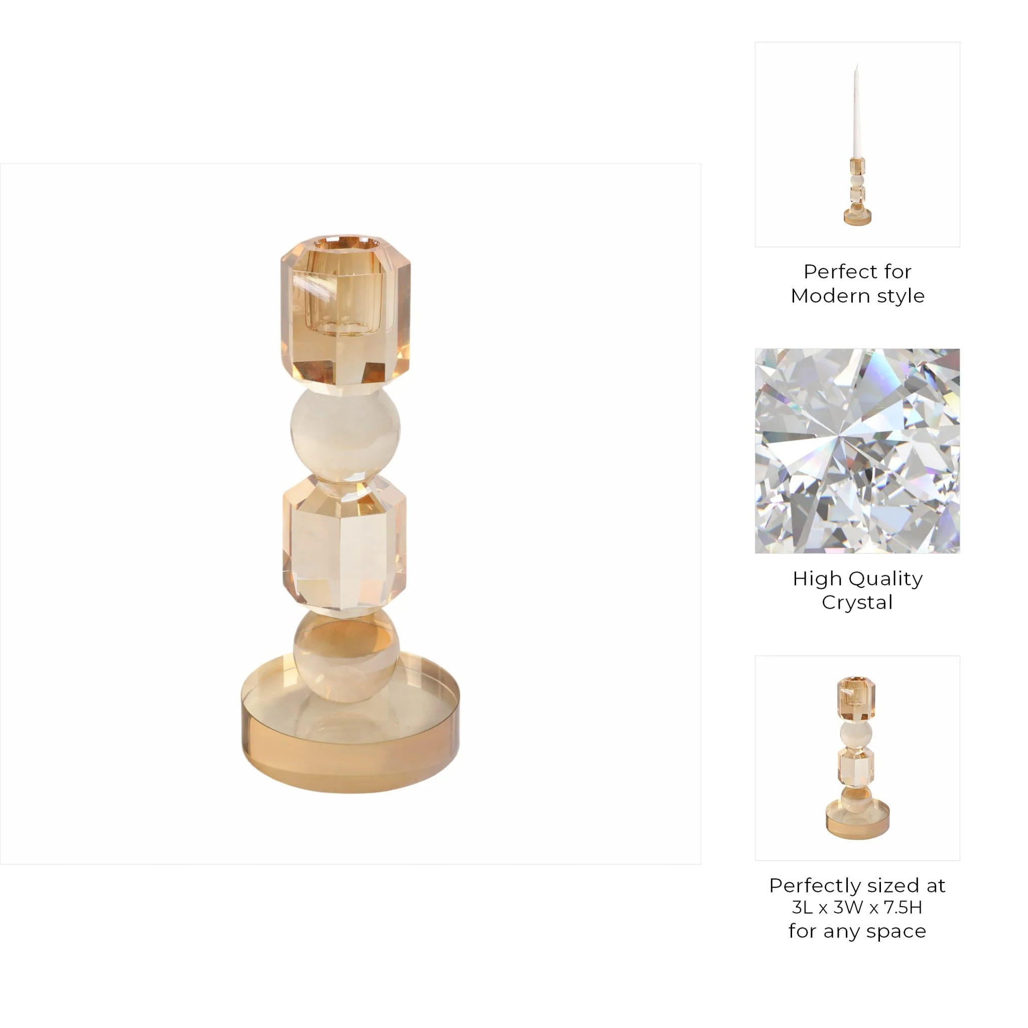 8" Geo Crystal Taper Holder, Amber - Image 7