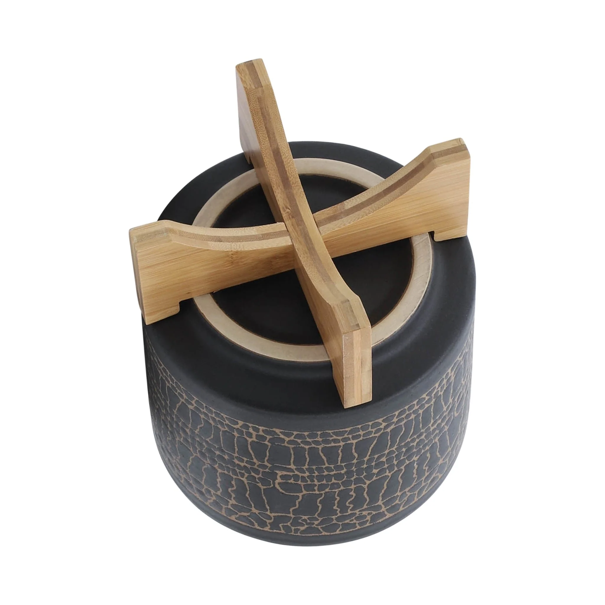 8" Glazed Planter W/ Stand, Black - Image 5