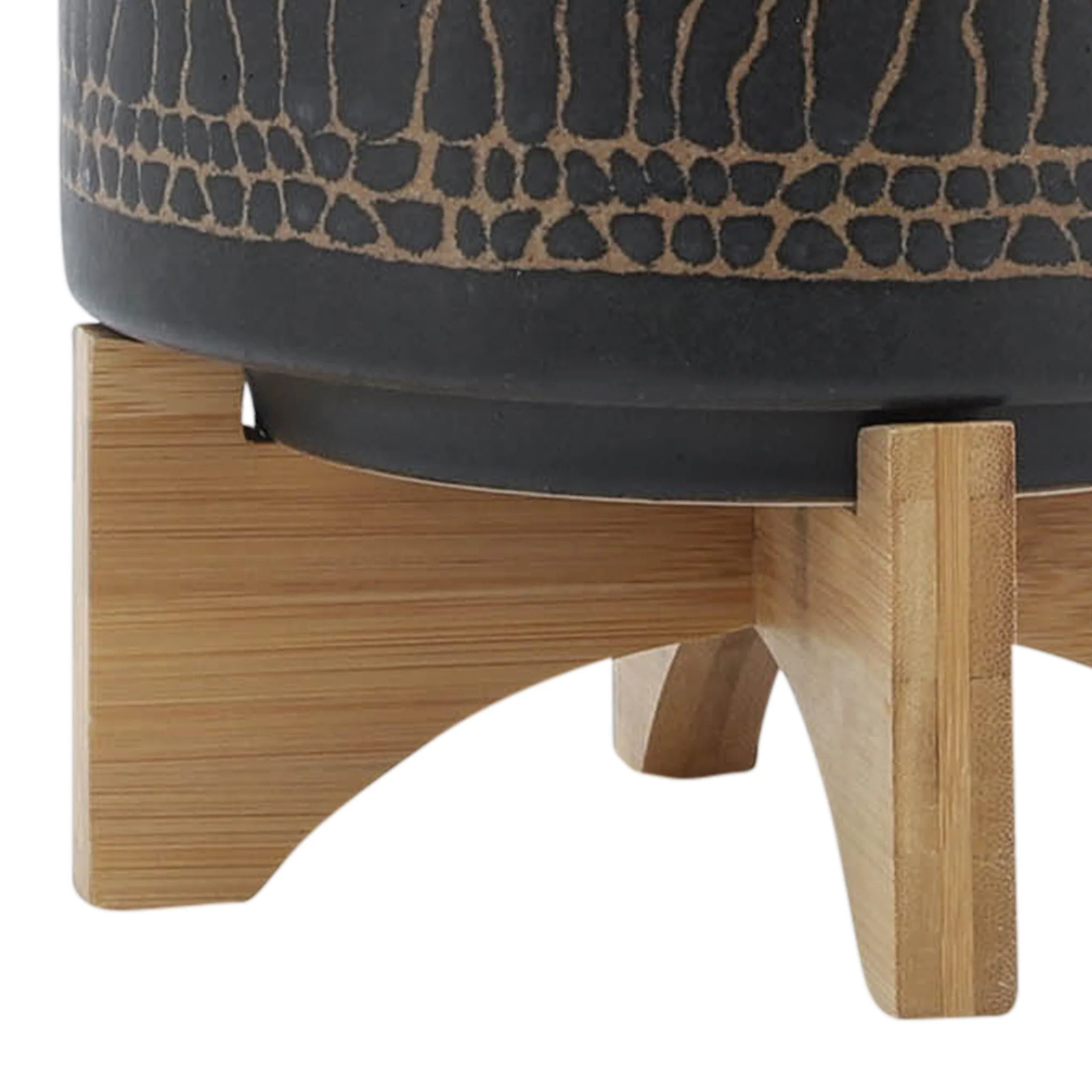 8" Glazed Planter W/ Stand, Black - Image 7