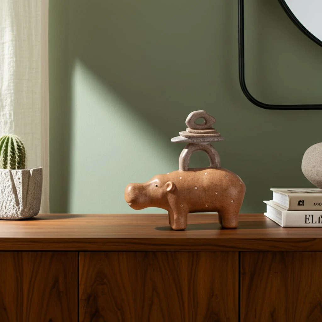 8" Hippo With Stacked Stones, Multi - Image 10