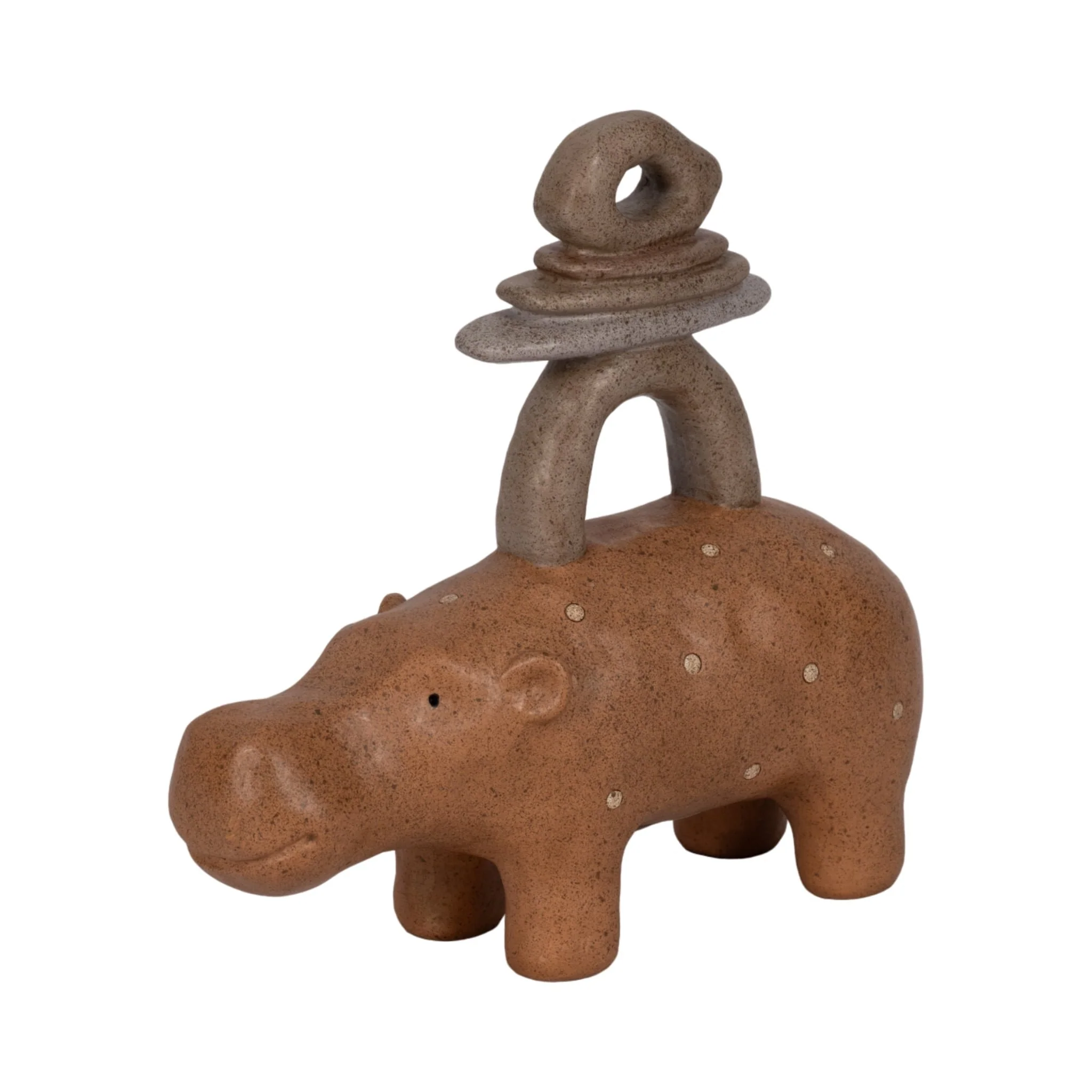 8" Hippo With Stacked Stones, Multi - Image 2