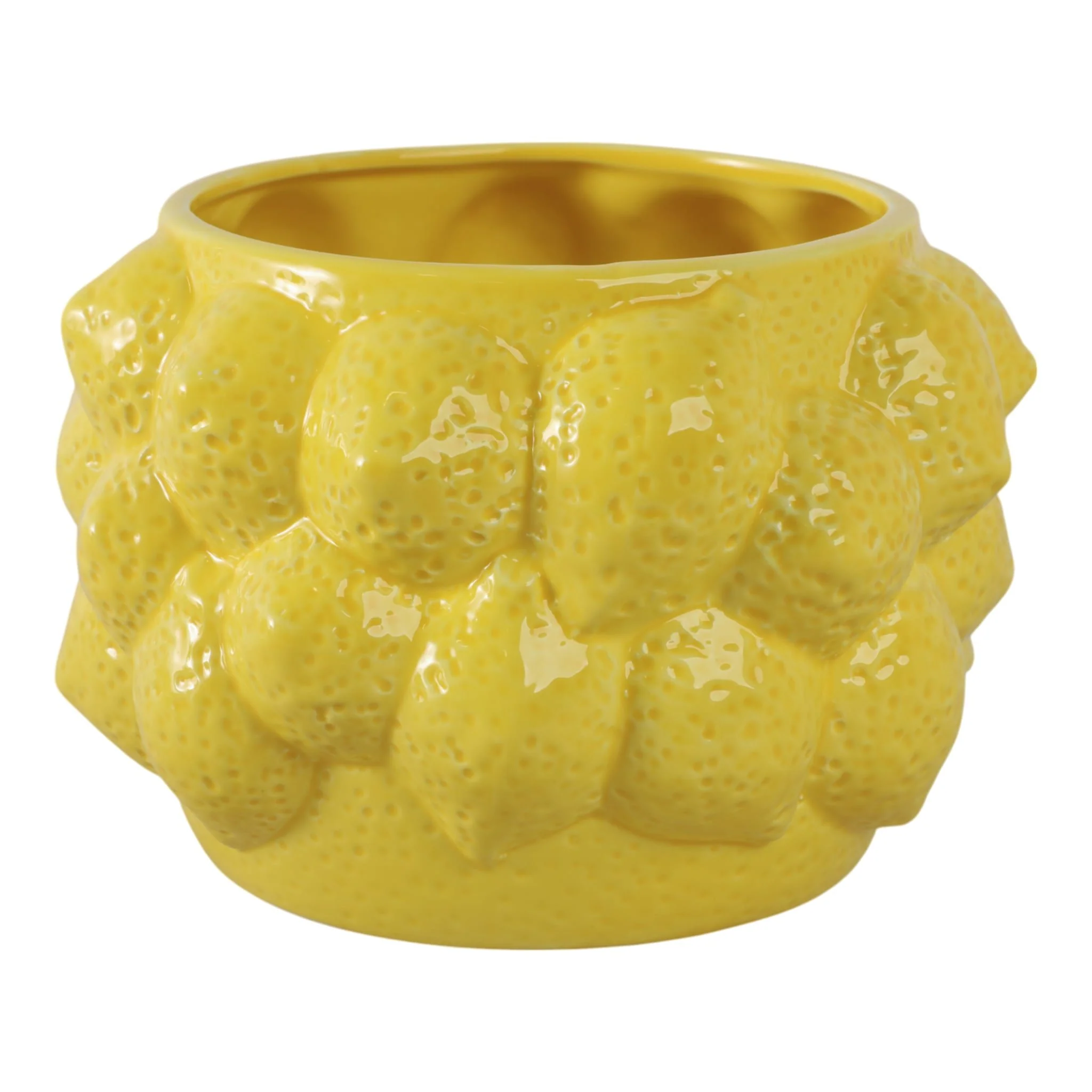 8" Lemons Flower Pot, Yellow - Image 3