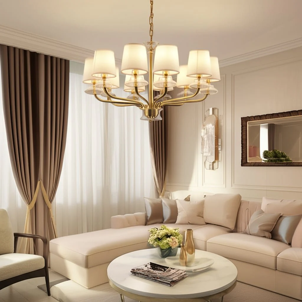 8 Lightsglass Chandelieroff White Shade - Image 3