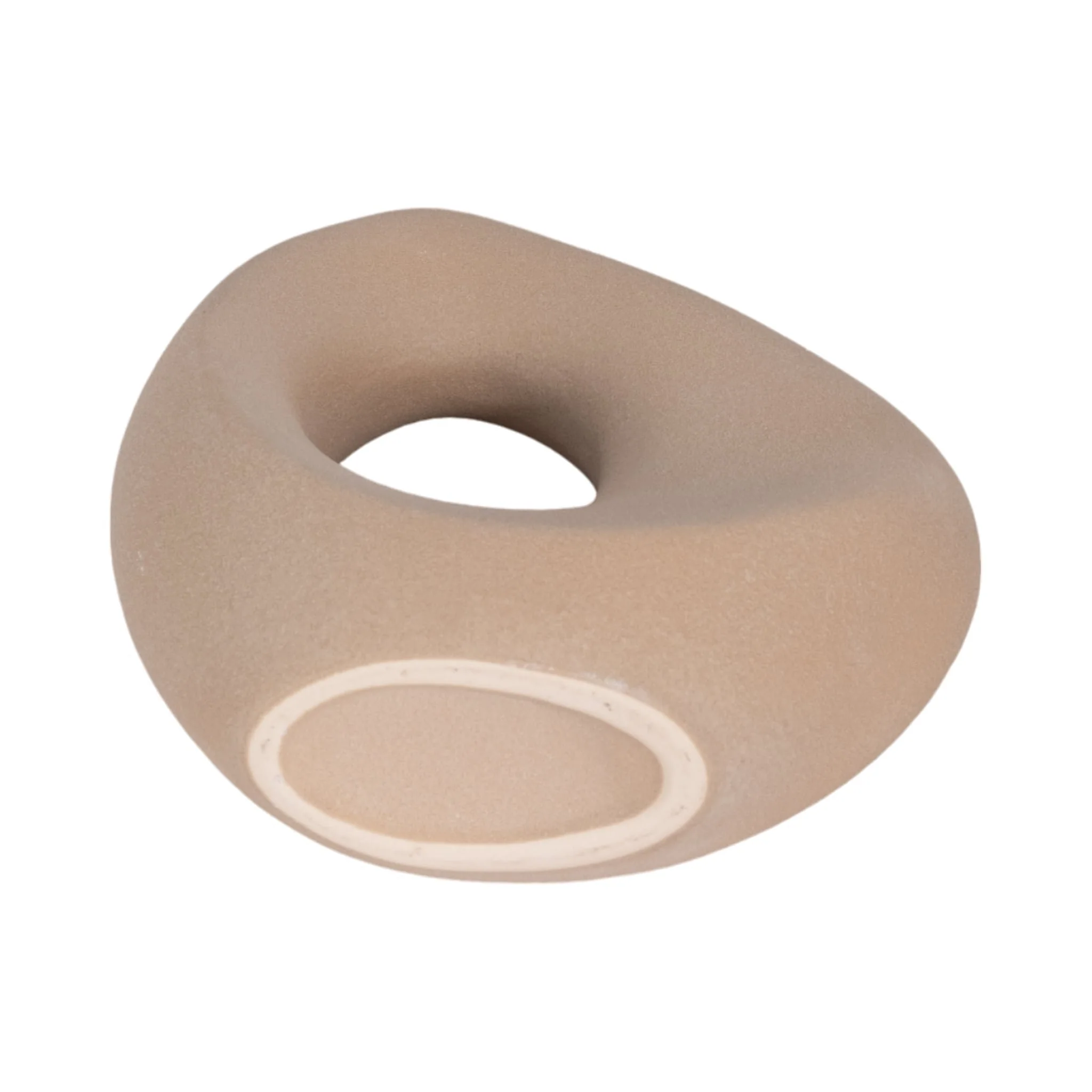 8" Lopsided Open Cut Out Vase Sand Texture, Tan - Image 7