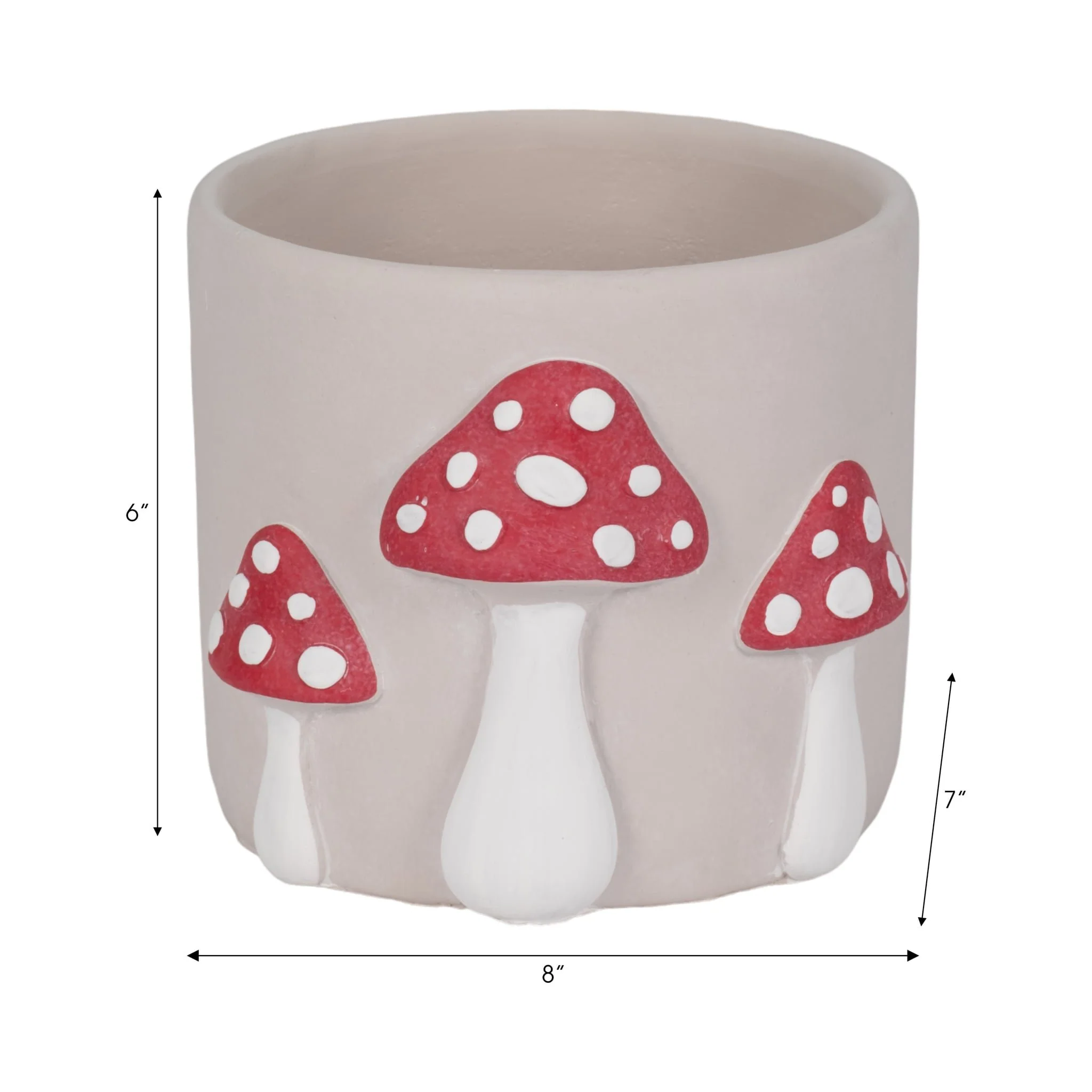 8" Magic Mushroom Applique Planter, Red/white - Image 9