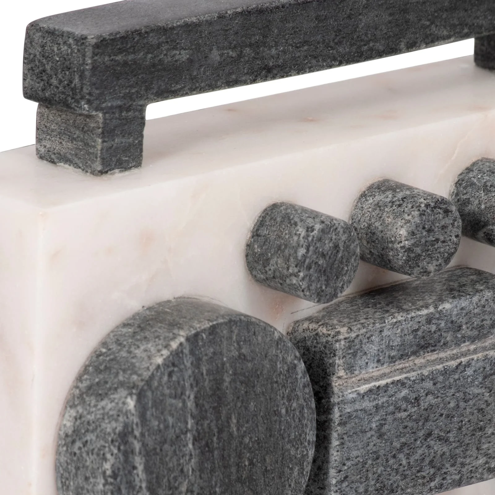 8" Marble Boombox, White/black - Image 5