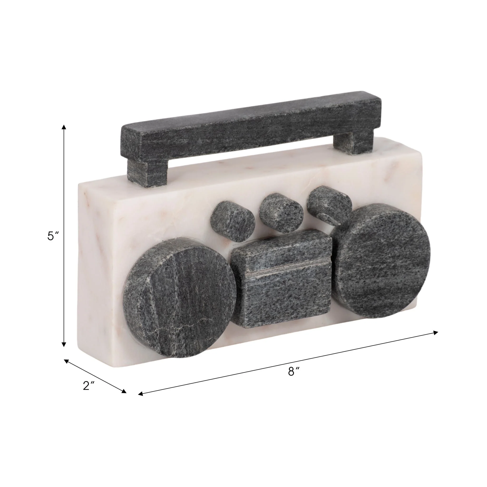 8" Marble Boombox, White/black - Image 8