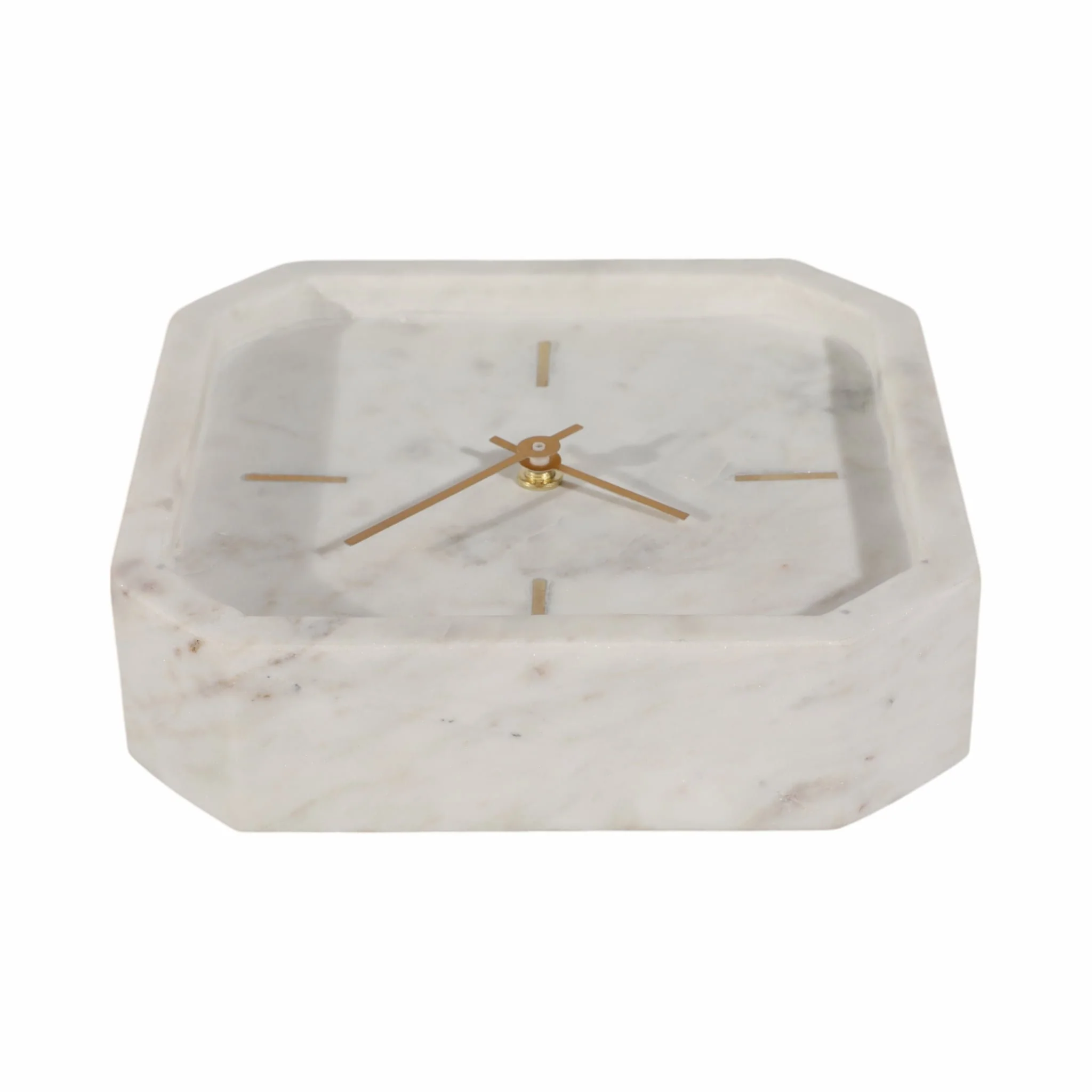 8" Marble Octagon Clock, Wht/gld - Image 6