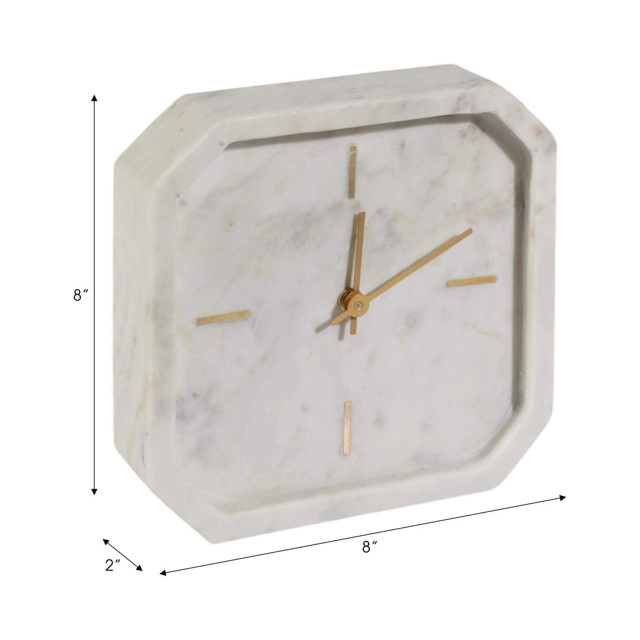 8" Marble Octagon Clock, Wht/gld - Image 8