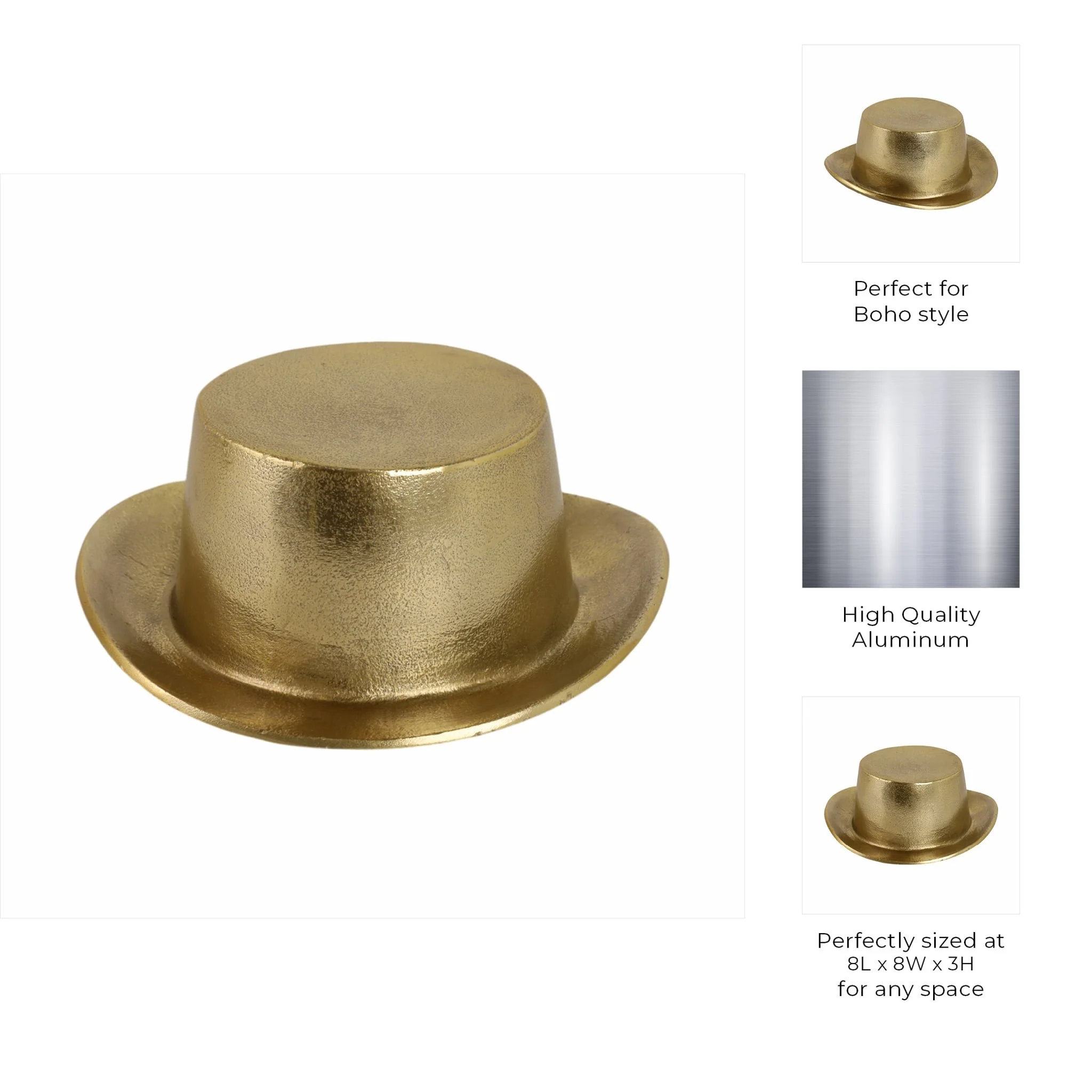 8" Metal Top Hat, Gold - Image 9