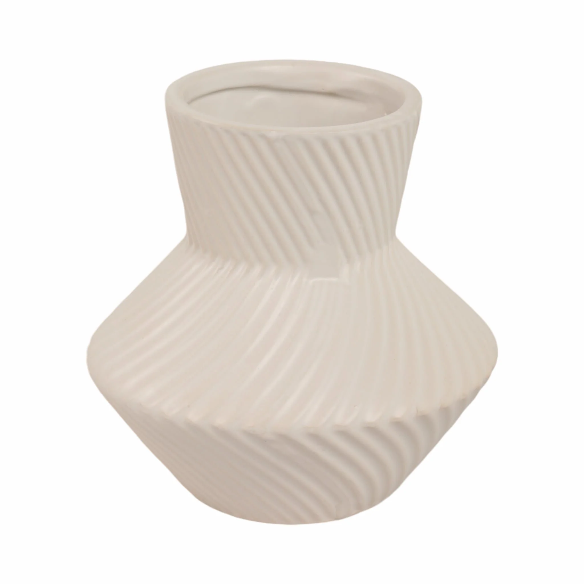 8" Modern Totem Vase, White - Image 3