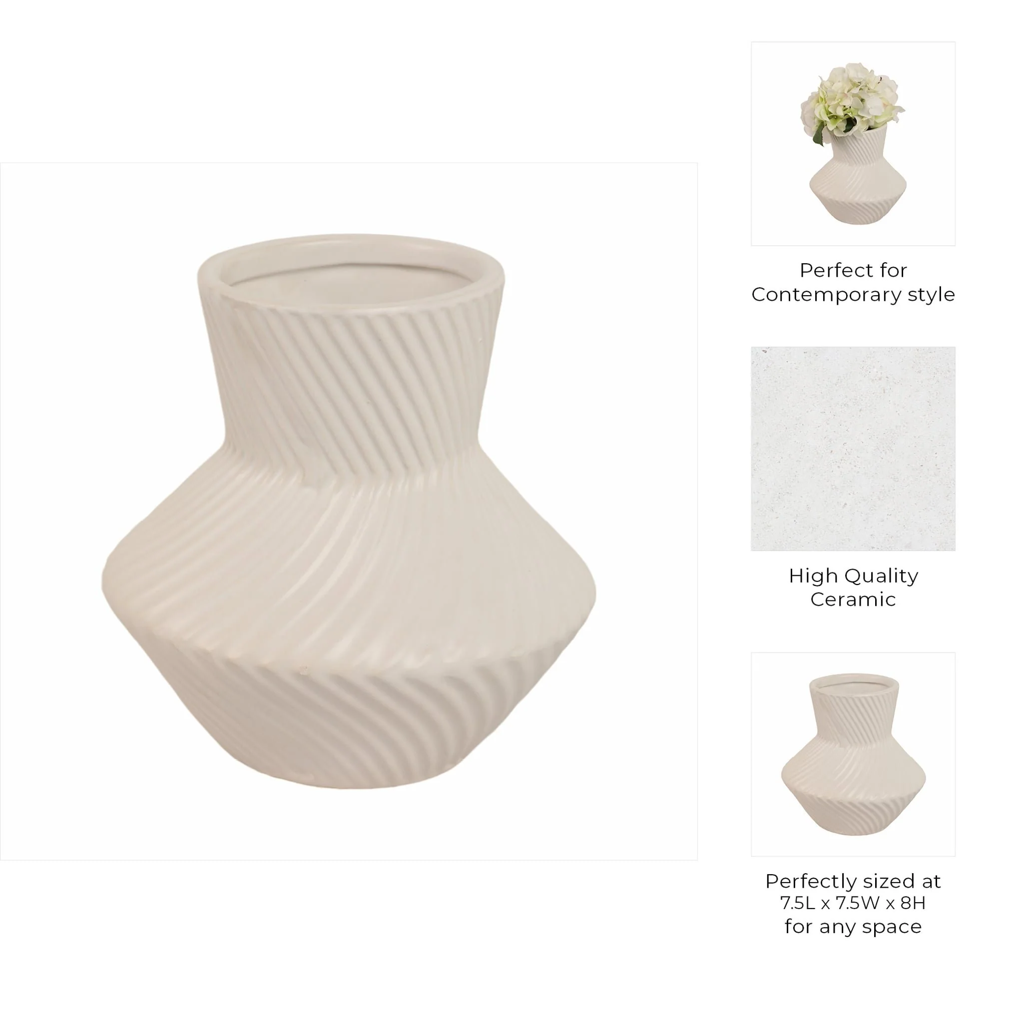 8" Modern Totem Vase, White - Image 9