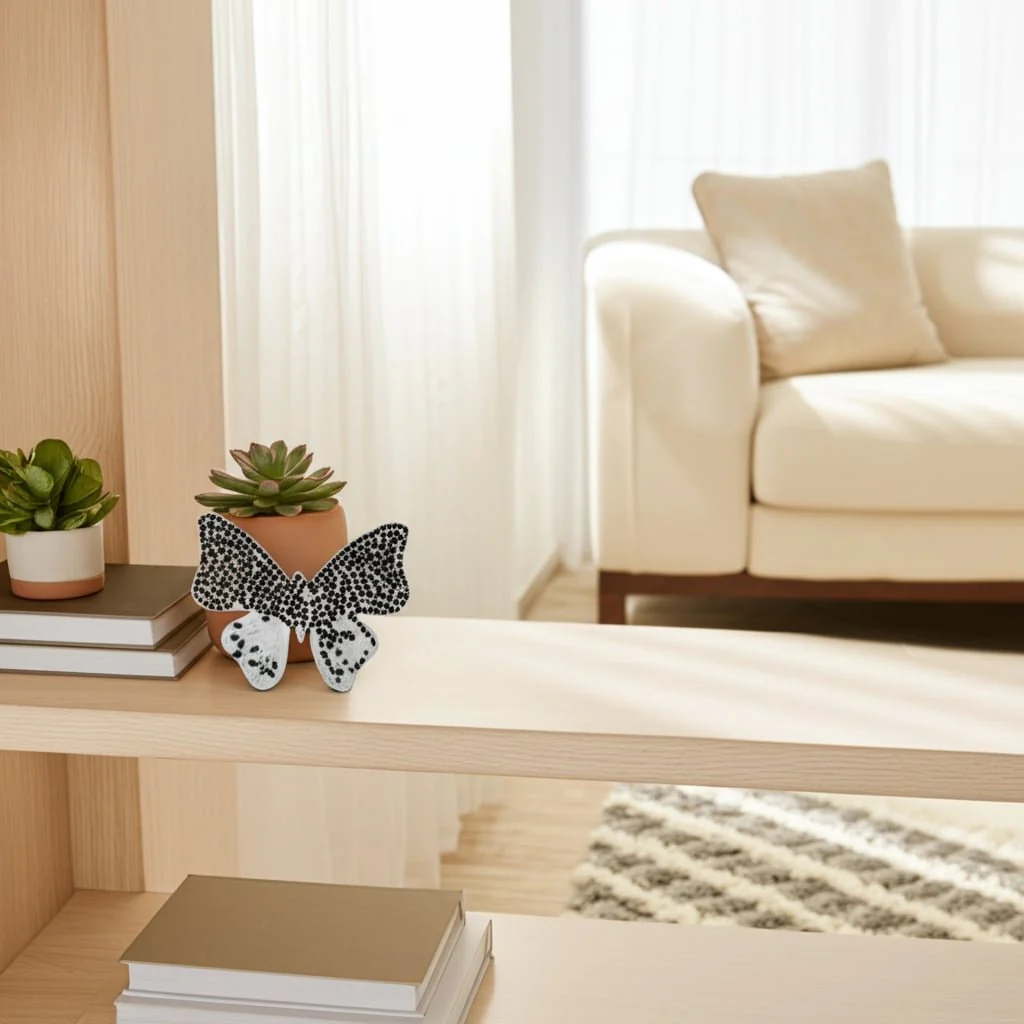 8" Mosaic Butterfly, White - Image 12