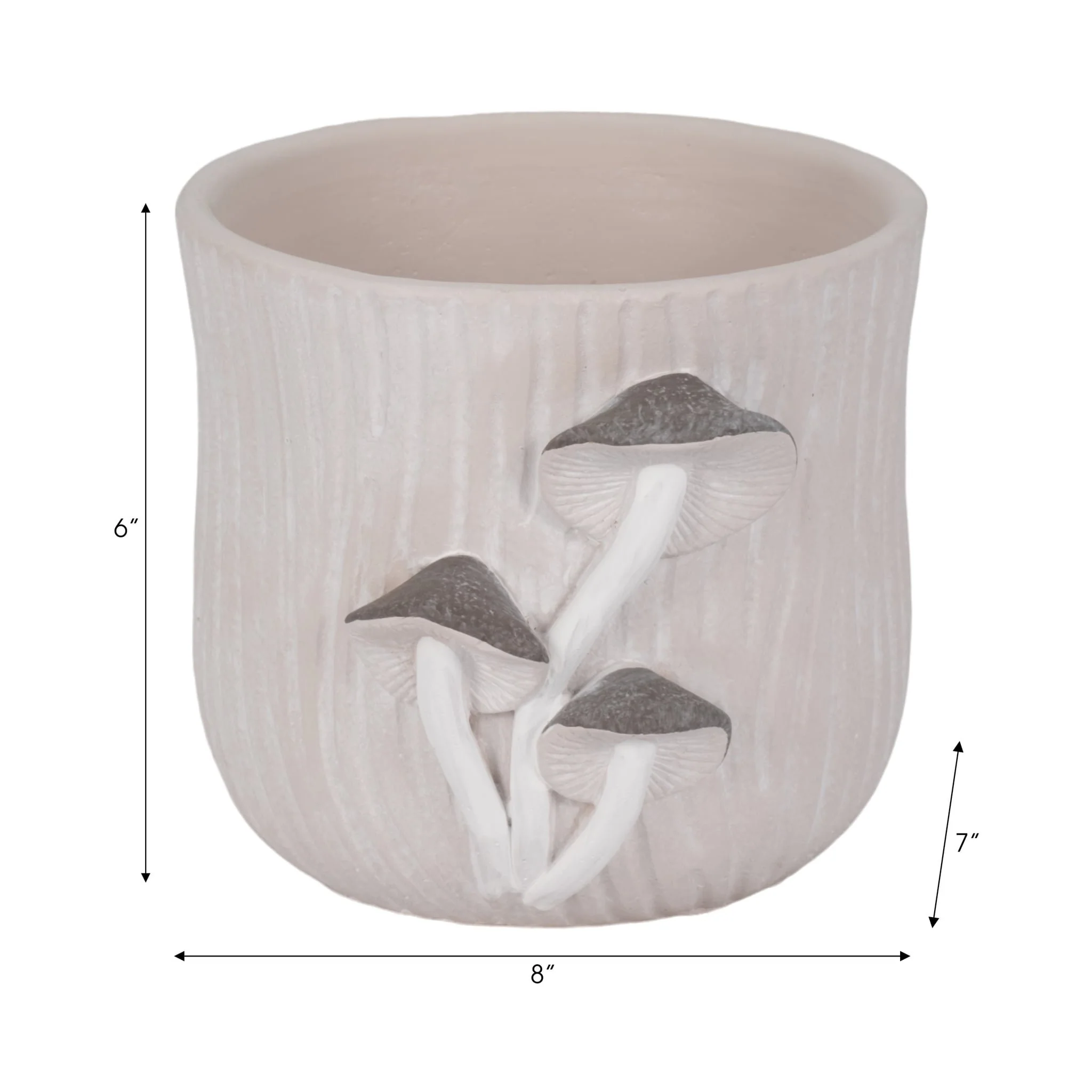 8" Mushroom Applique Planter, Grey - Image 8