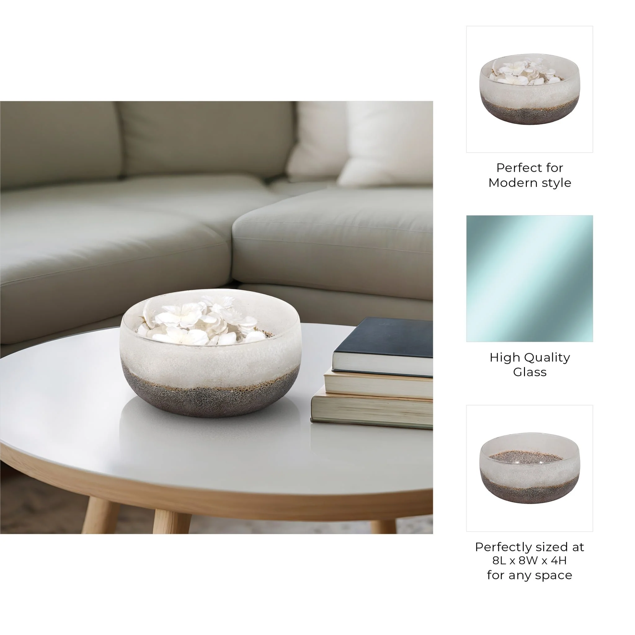 8" Ombre Bowl, White/grey - Image 10