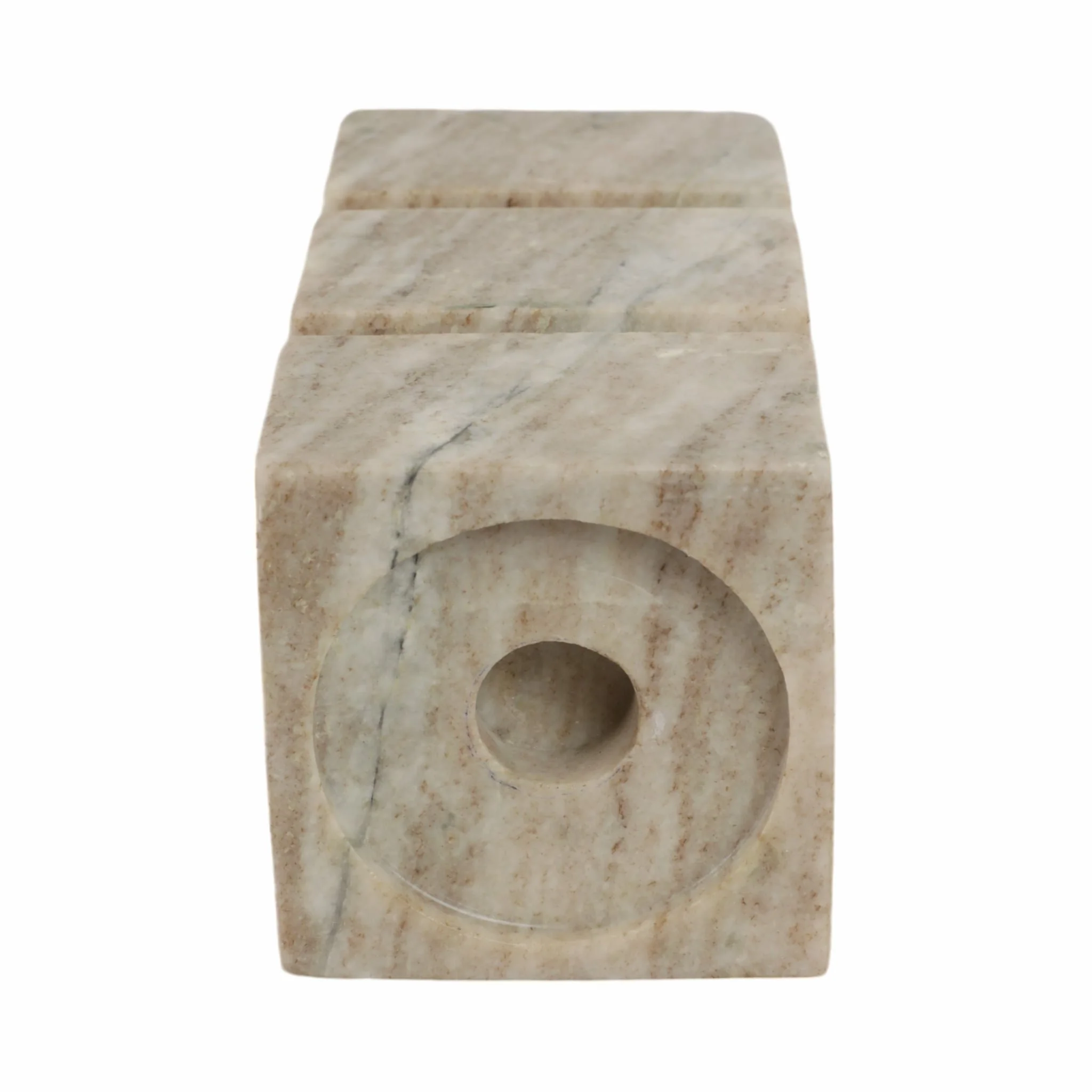 8" Onyx Marble Stacked Cubes Pillar Candleholder, - Image 7