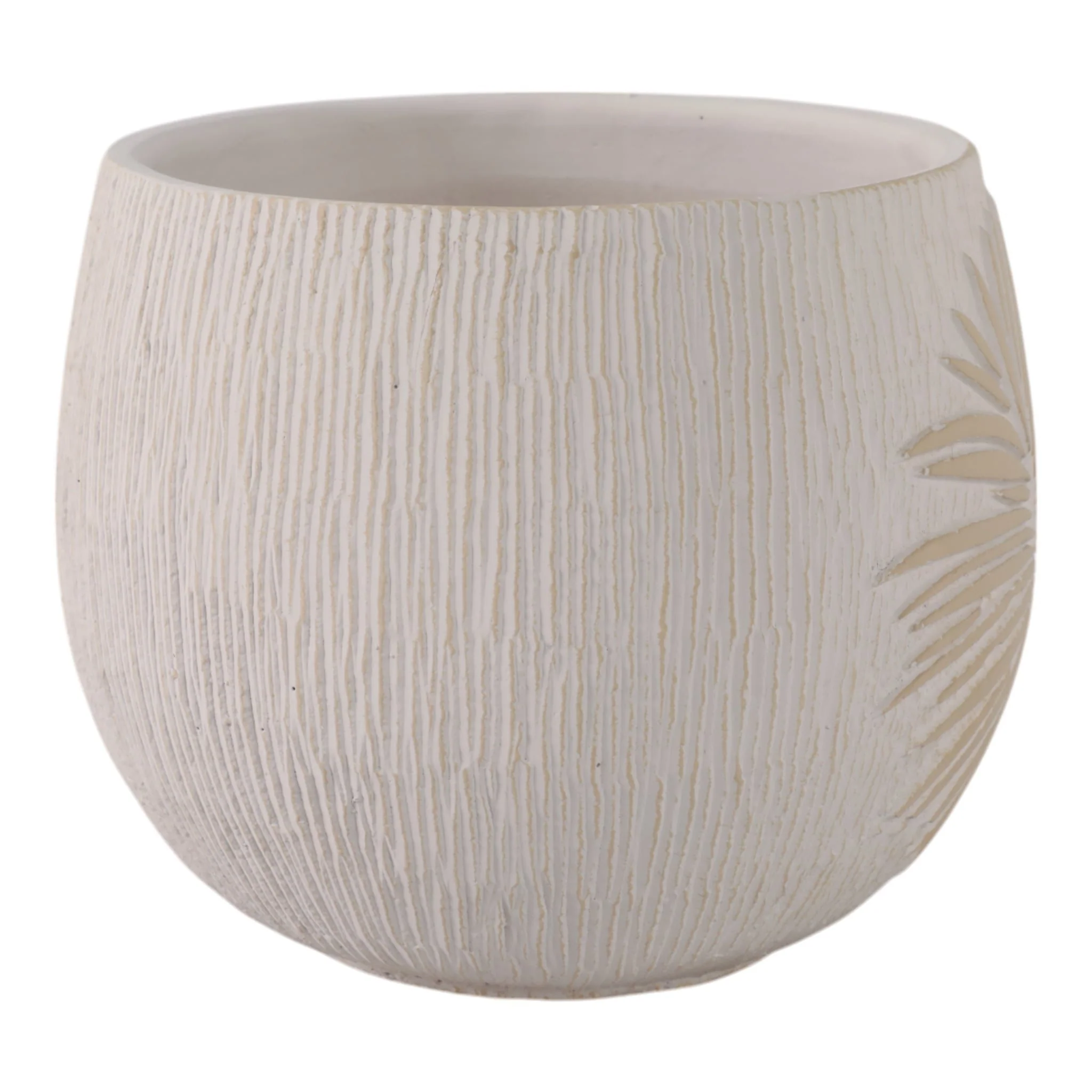 8" Pampas On Rounded Planter, Ivory - Image 3