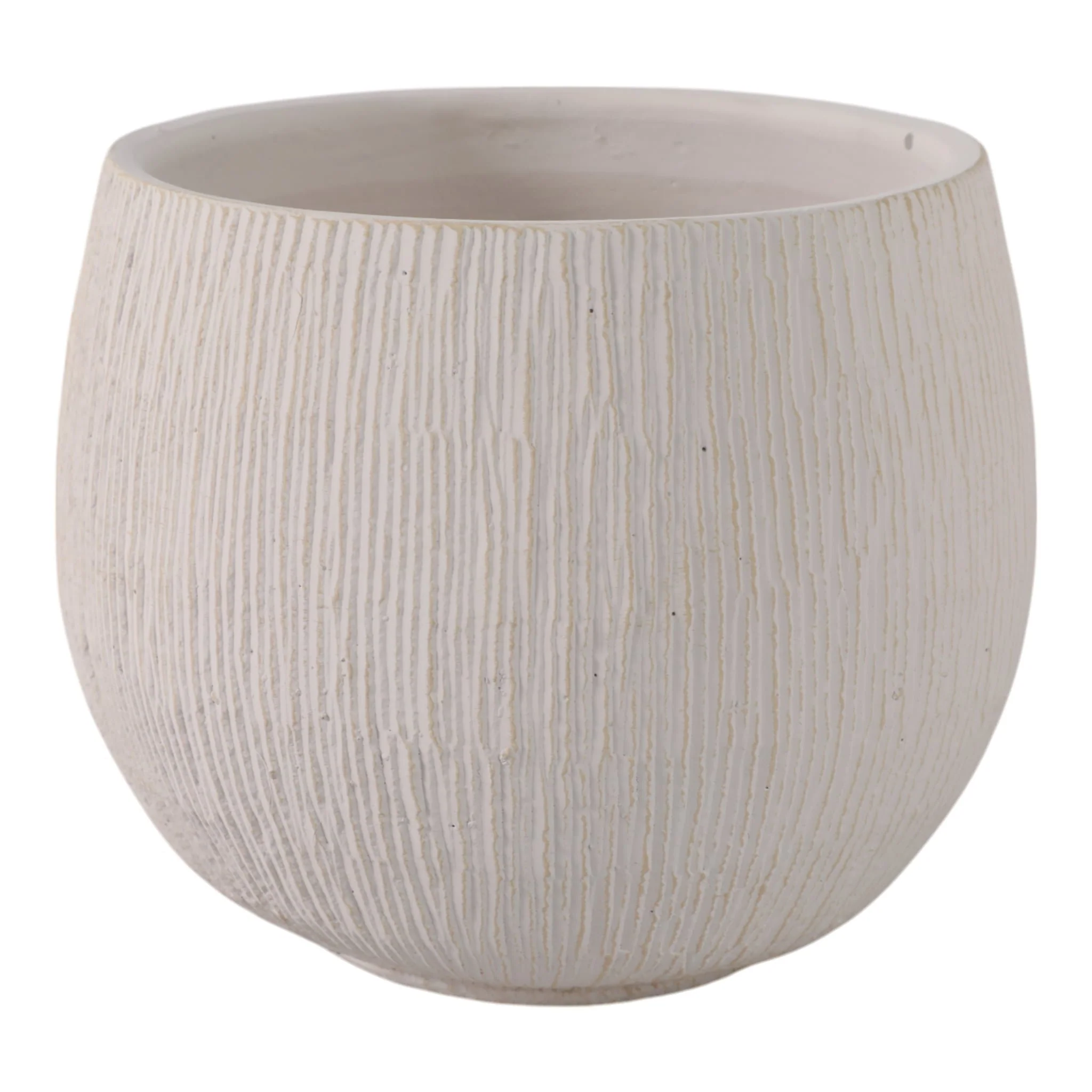 8" Pampas On Rounded Planter, Ivory - Image 4