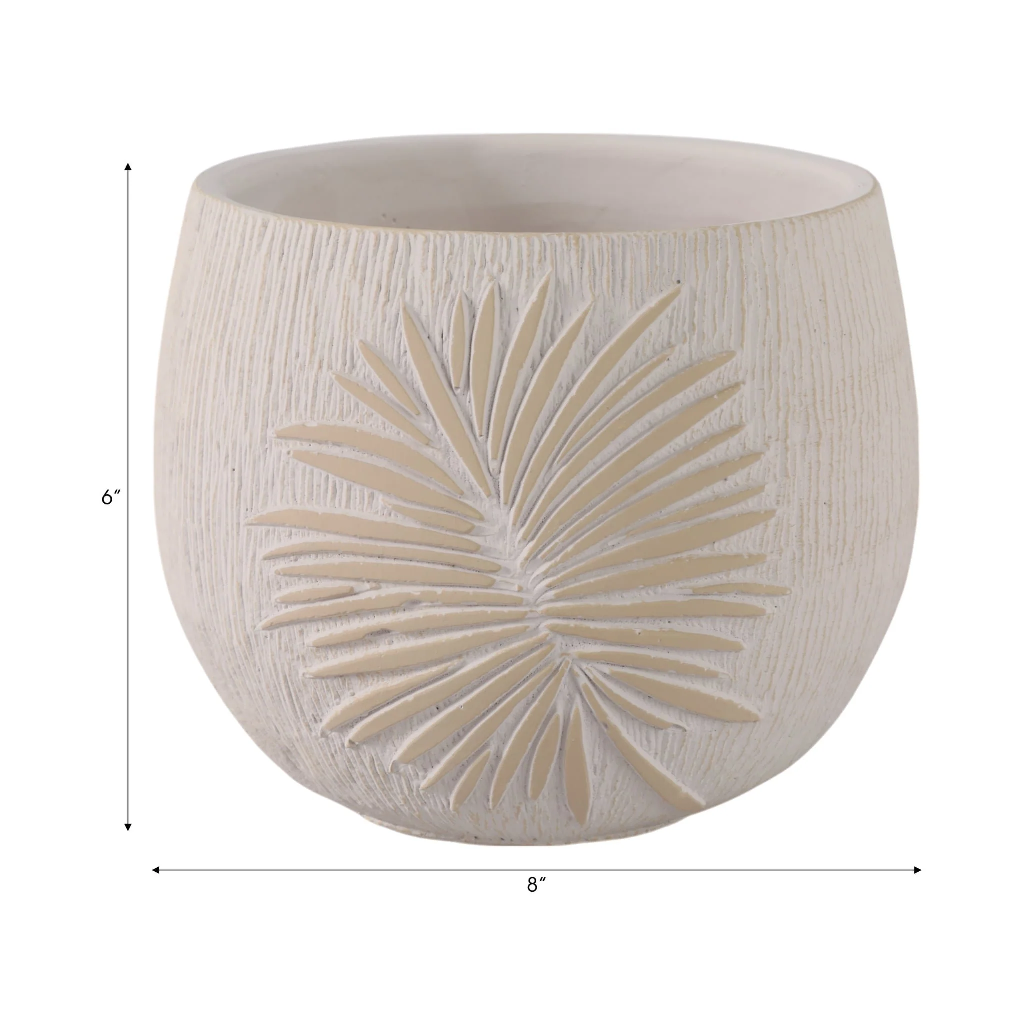 8" Pampas On Rounded Planter, Ivory - Image 9