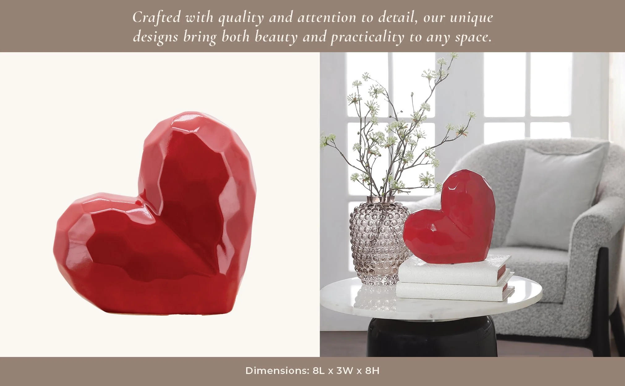 8" Red Heart Table Deco - Image 7