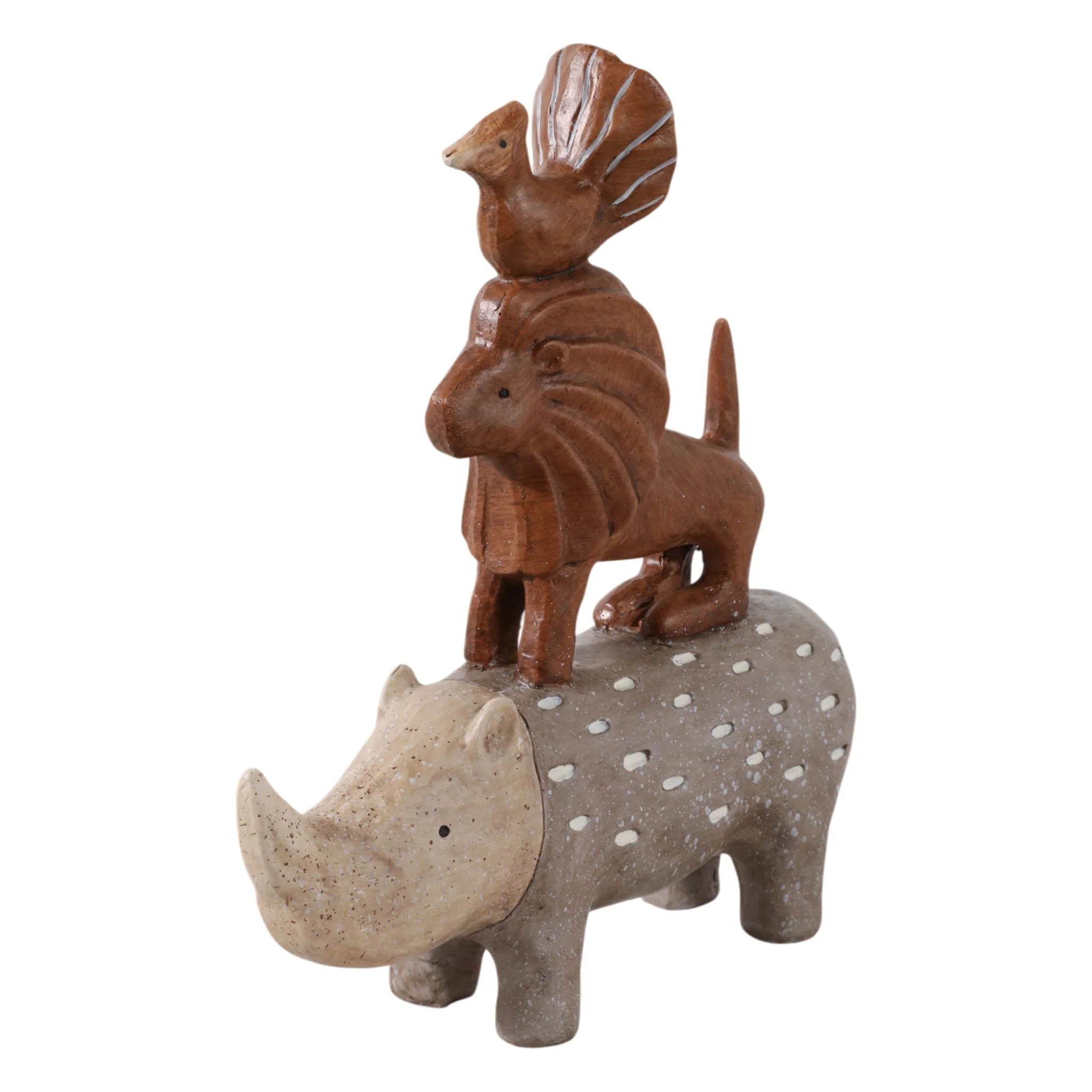 8" Rhino Animal Pyramid, Multi - Image 2