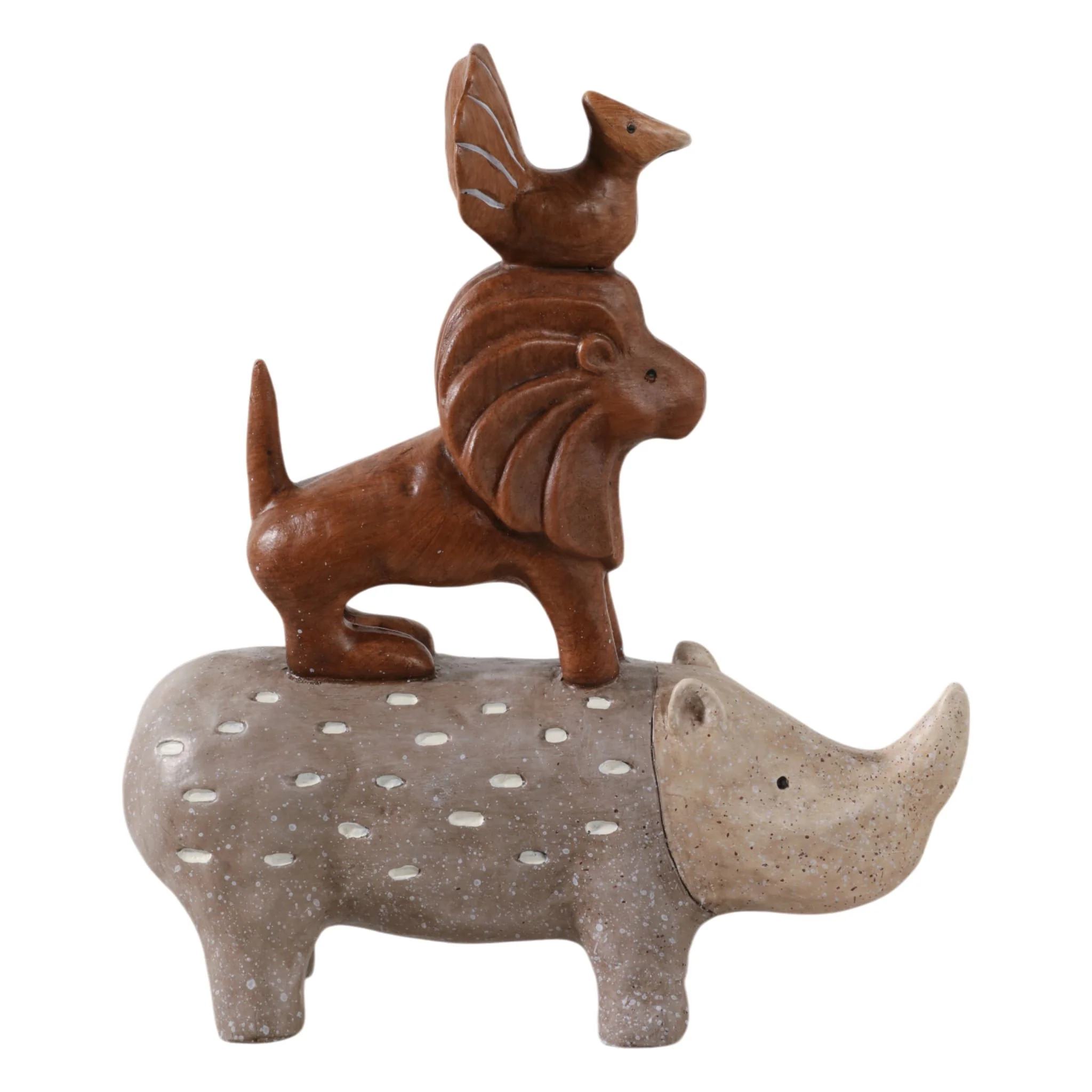 8" Rhino Animal Pyramid, Multi - Image 4