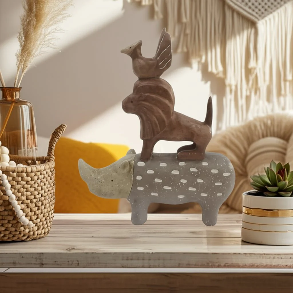8" Rhino Animal Pyramid, Multi - Image 9