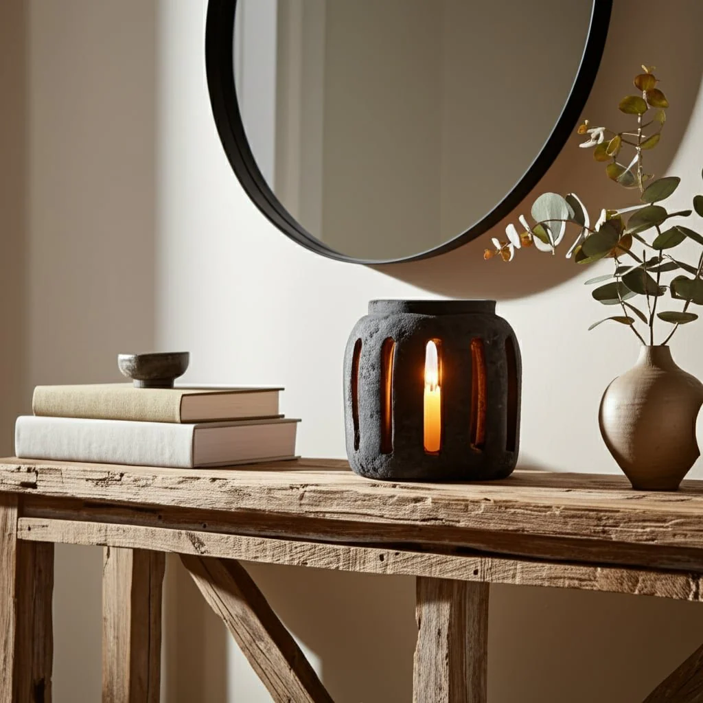 8" Round Lantern Hurricane With Open Slats, Black - Image 11