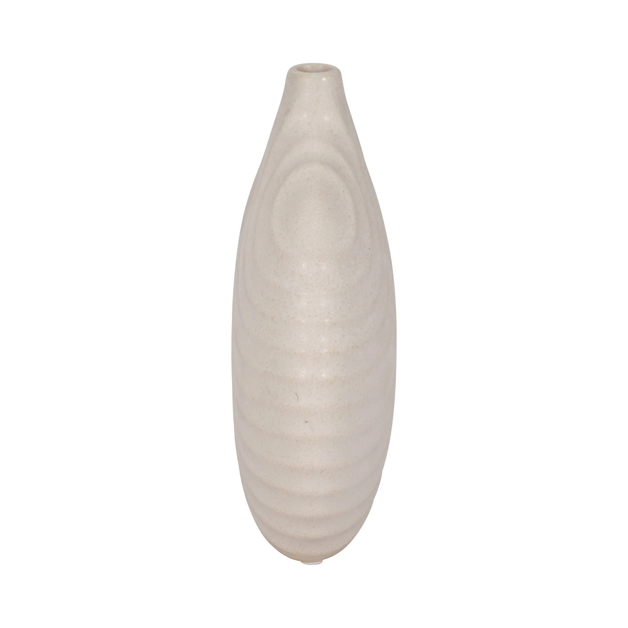8" Round Swirled Matte Vase, White - Image 4